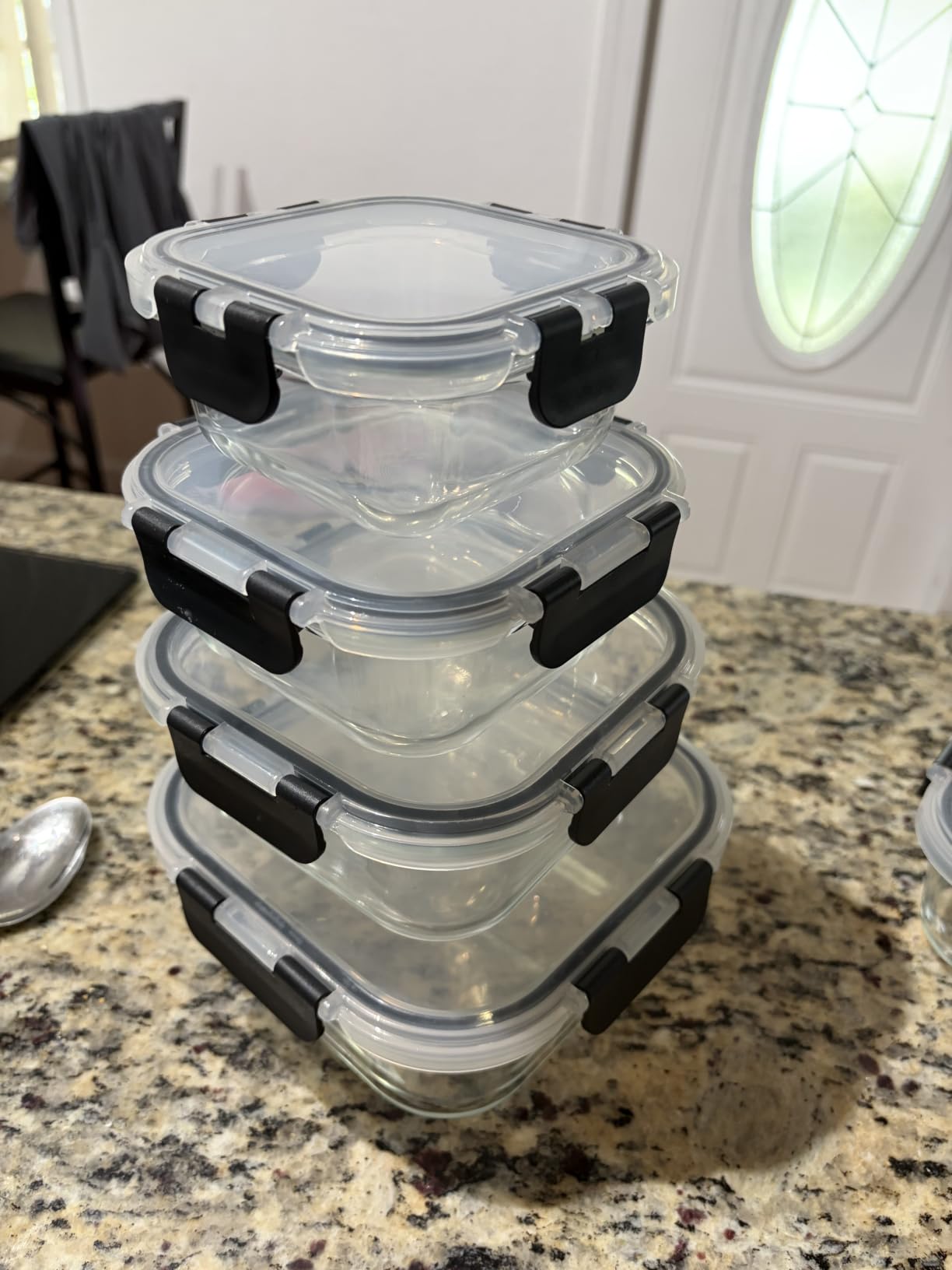 Liuruiyu 8 Pack Glass Food Storage Containers with Lids, Meal Prep Containers, Airtight Bento Boxes with Leak Proof Locking for Microwave, Oven, Freezer and Dishwasher, BPA Free customer photo 2