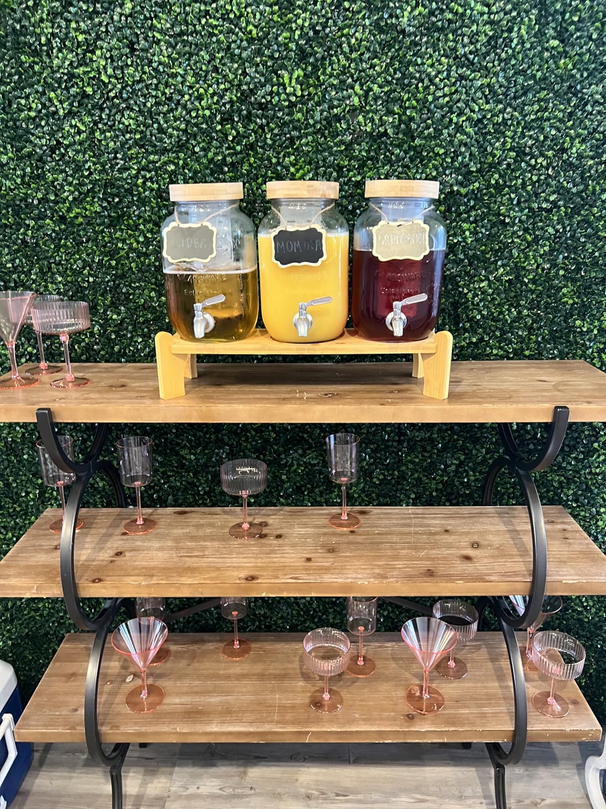 VEVOR Beverage Dispenser, 3 Pack 2 Gallon Drink Dispensers for Parties, Glass Juice Dispenser with Metal Stand, Stainless Steel Spigot, Infuser, Iced Tea Lemonade Juice Water Dispensers for Parties customer photo 1