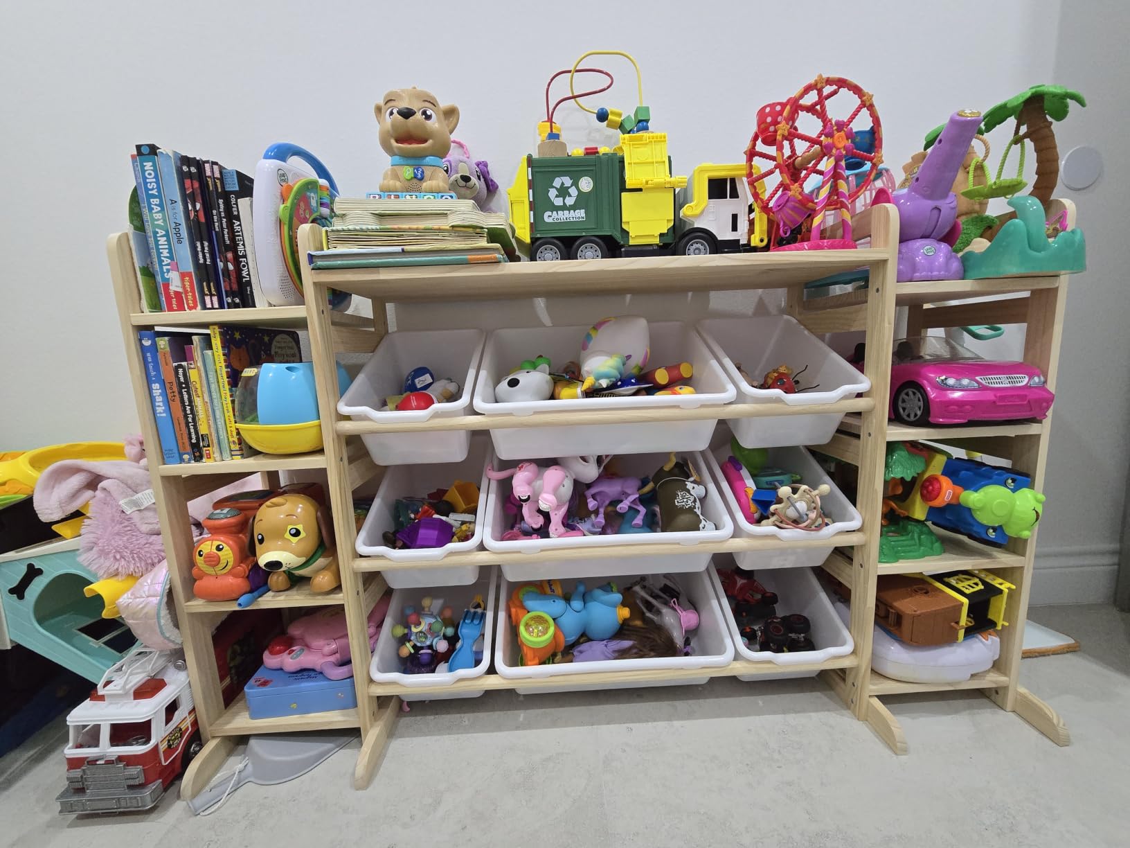 SpaceAid Large Toy Storage Organizer 9 Shelves 9 Bins, Toy Organizers Storage Bookshelf, Kids Bin Shelf Toys Box Bookcase for Bedroom Playroom Organization Room Decor, White customer photo 2
