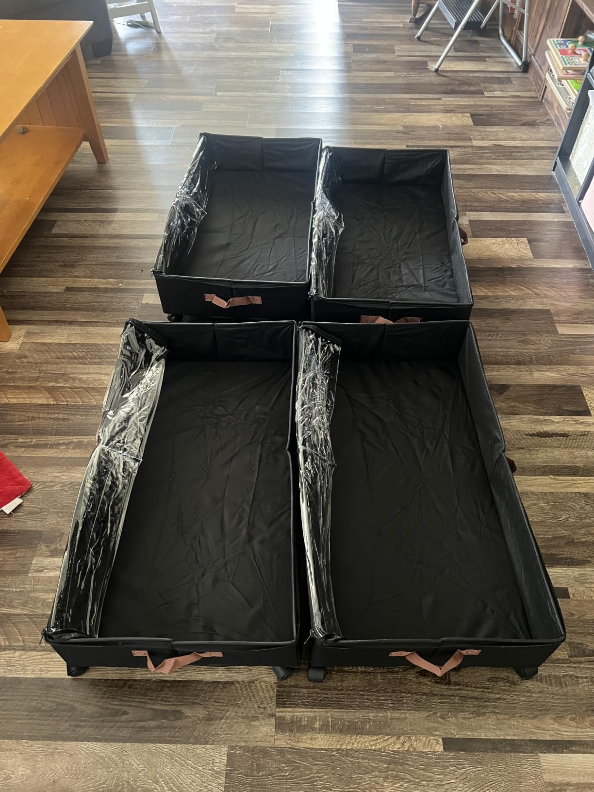 Under Bed Storage with Wheels 2-Pack, Under Bed Storage Containers 66L Clear Lids, Rolling Storage Drawers for Clothes Shoes Blankets, Underbed Organizer Bins(30