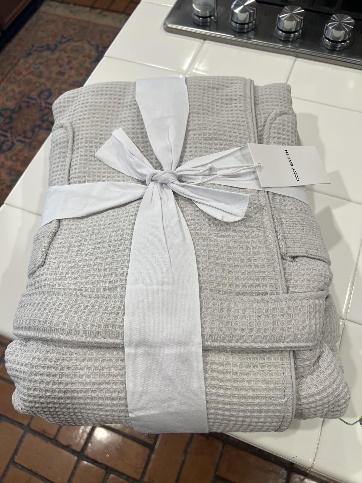 Cozy Earth Waffle Bath Robe - Lightweight Spa Robe with Pockets - 40% Viscose from Bamboo Blend customer photo 2