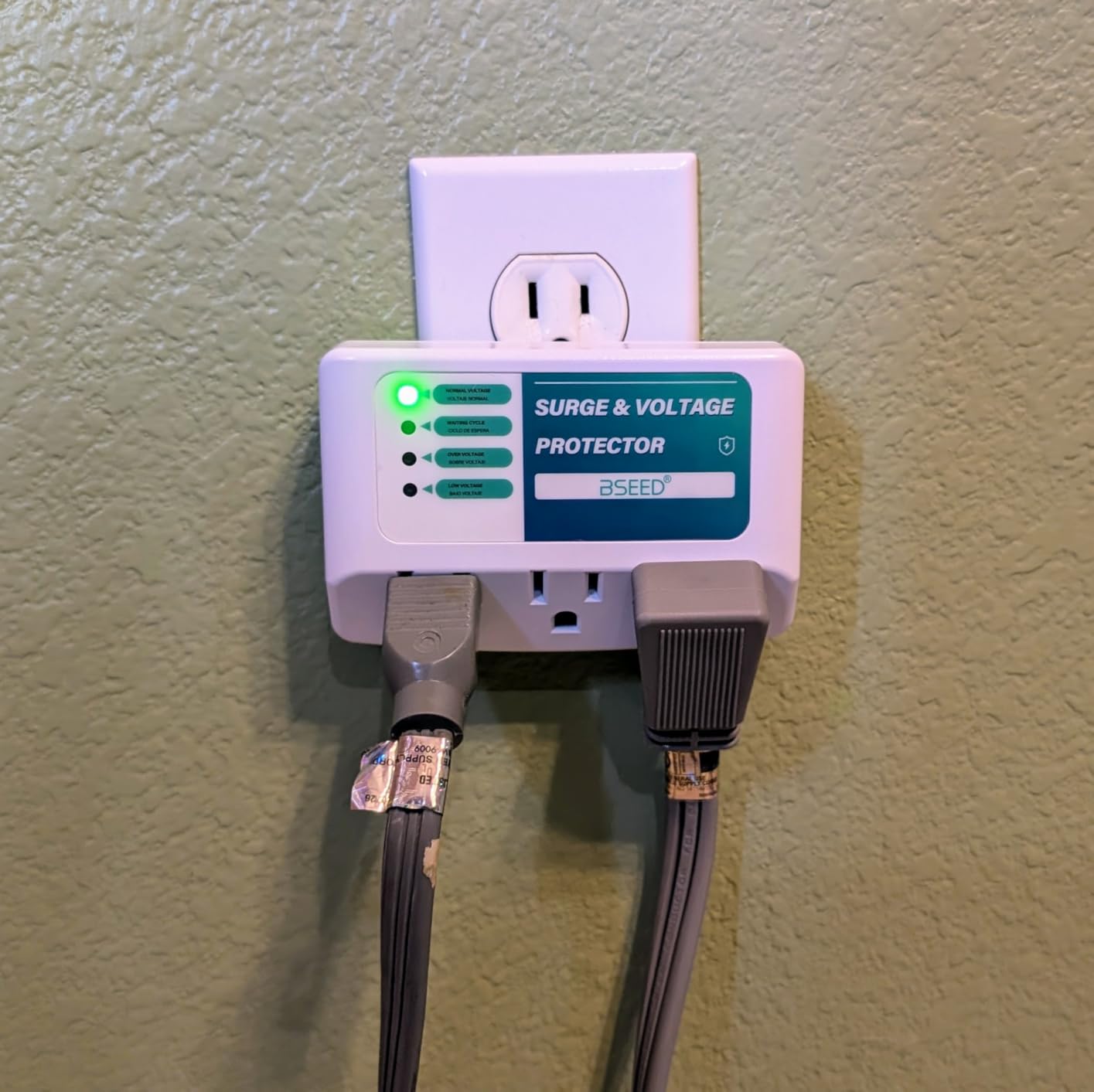 BSEED 3 Outlet Surge Protector for Refrigerator, Voltage Protector with Light Indicators for TV, PC, Washing Machine, and Other Home Appliance, Power Wall Surge Protector, 125V, 1875W, 1 Pack customer photo 2