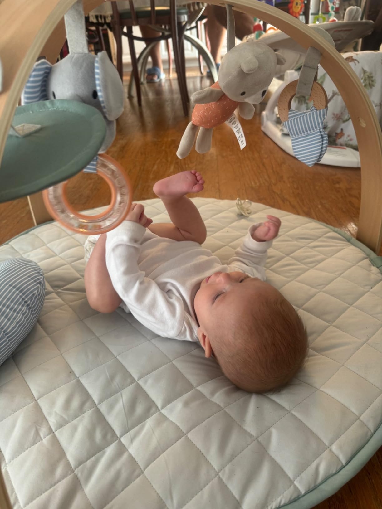 Ingenuity Cozy Spot Reversible Duvet Baby Play Gym & Play Mat with Wooden Toy bar - Elephant March (Neutral Safari), Newborn and up customer photo 1