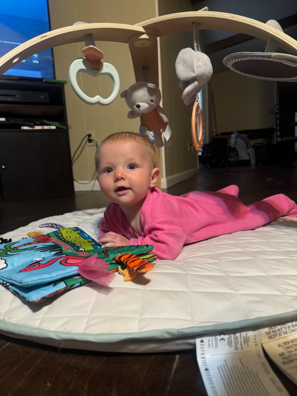 Ingenuity Cozy Spot Reversible Duvet Baby Play Gym & Play Mat with Wooden Toy bar - Elephant March (Neutral Safari), Newborn and up customer photo 2