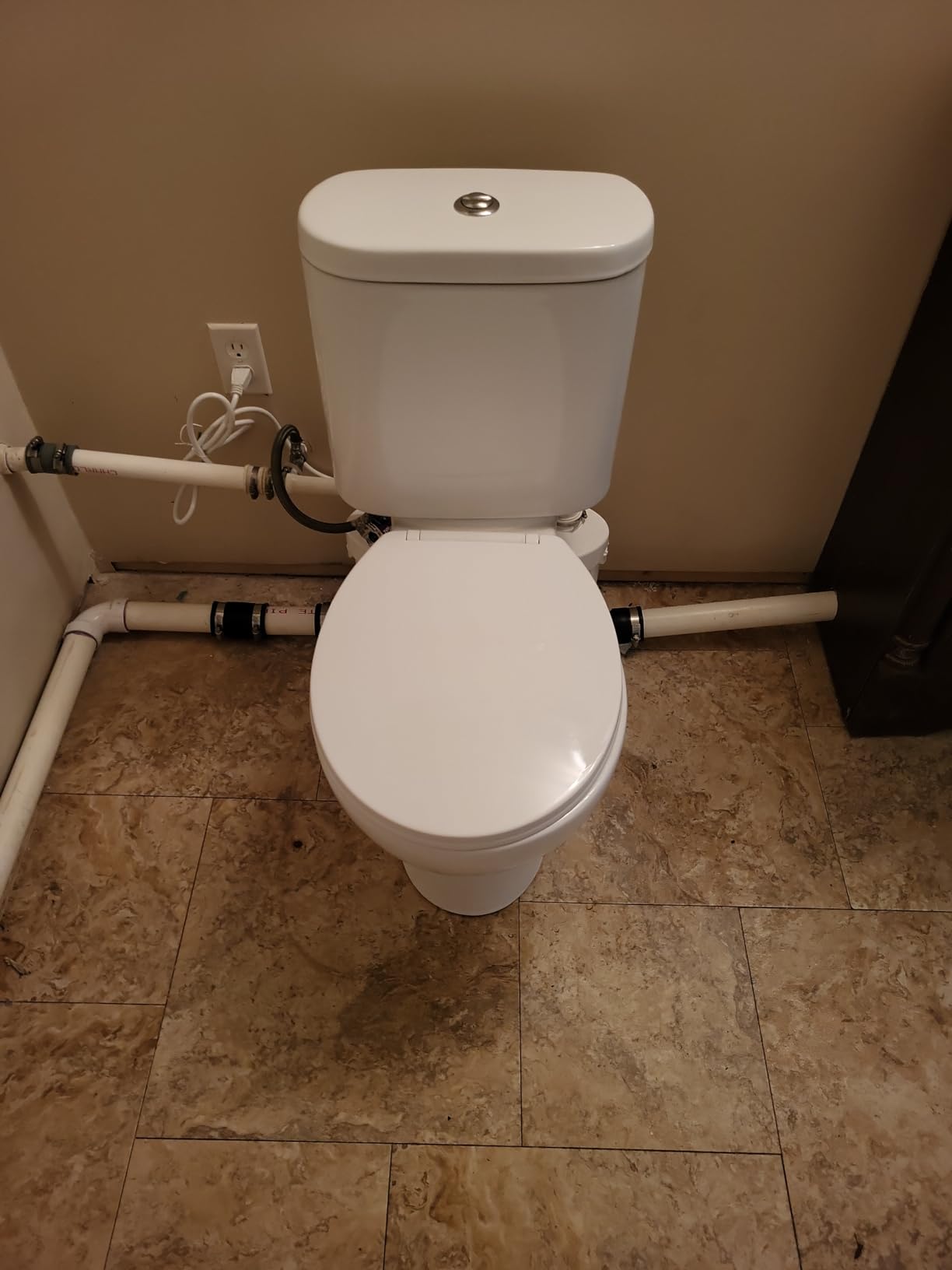 Simple Project Macerating Toilet System with 4-Inlet & 500W Macerator Pump | Upflush Toilet for Basement, Powerful 1.6GPF Flush & Quiet, Durable Pump, Extension Pipe - Easy Install, Space Saving customer photo 2