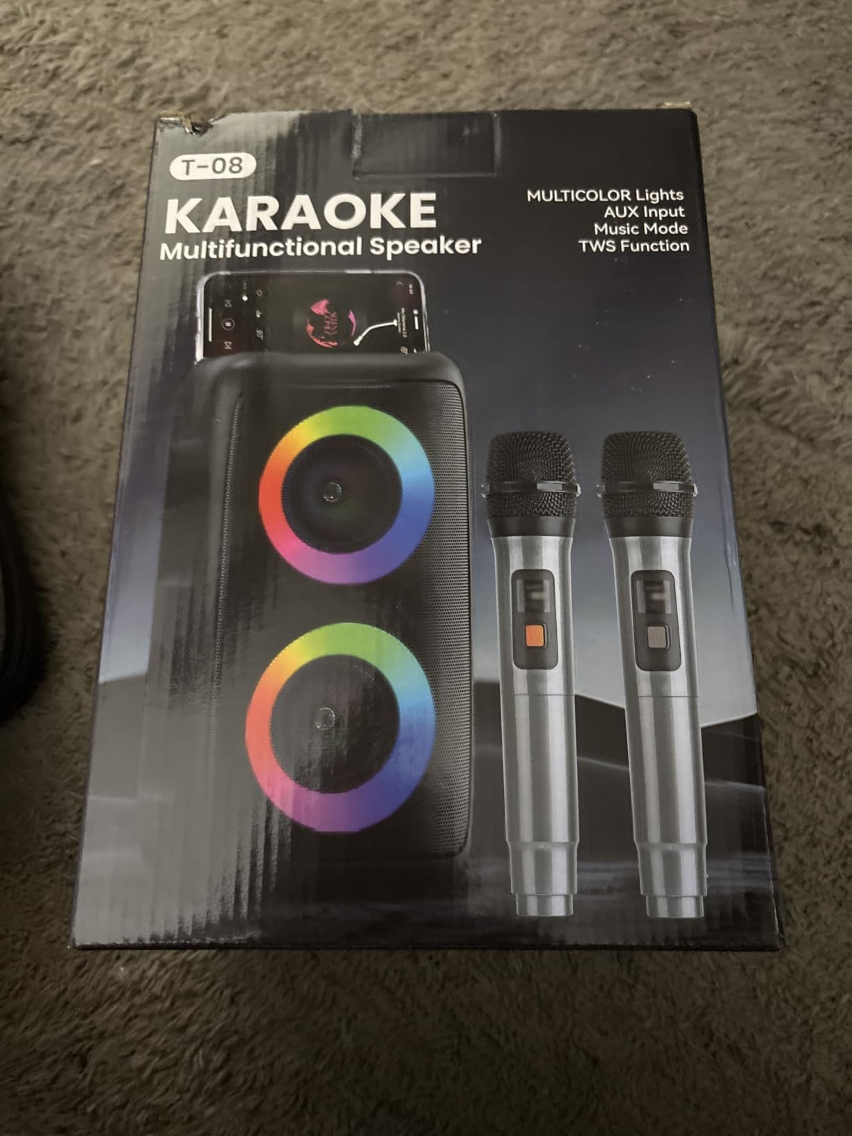 Bluetooth Speaker with 2 Wireless Microphones - Big Party Speaker for Adults Kids Karaoke with Lights - Portable Rechargeable Floorstanding Speakers Support TWS/AUX/USB/TF Card for Home Party Gift customer photo 1