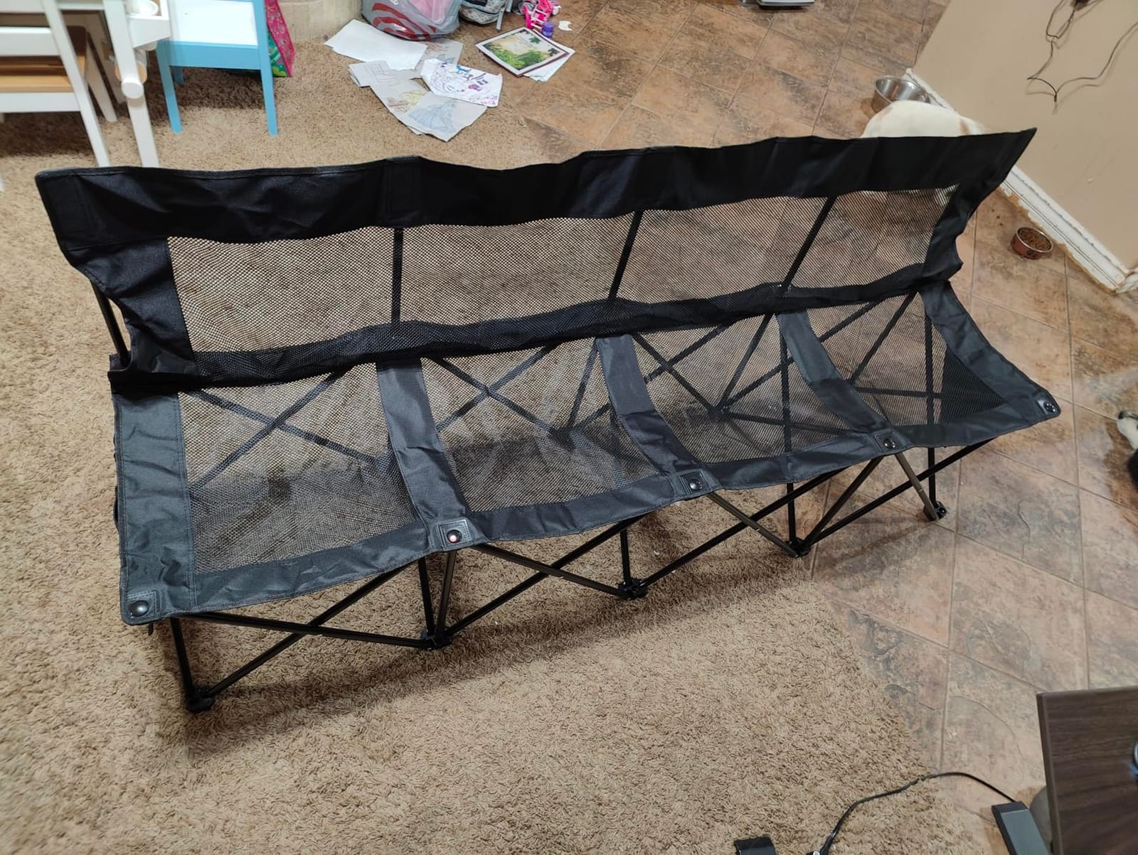 Soccer Bench- Folding Team Bench Soccer 6 Seats with Mesh, Black | Portable Sideline Sports Benches with Side Pockets and Bag, Foldable Breathable Chairs for Sports Football Camp Events customer photo 1