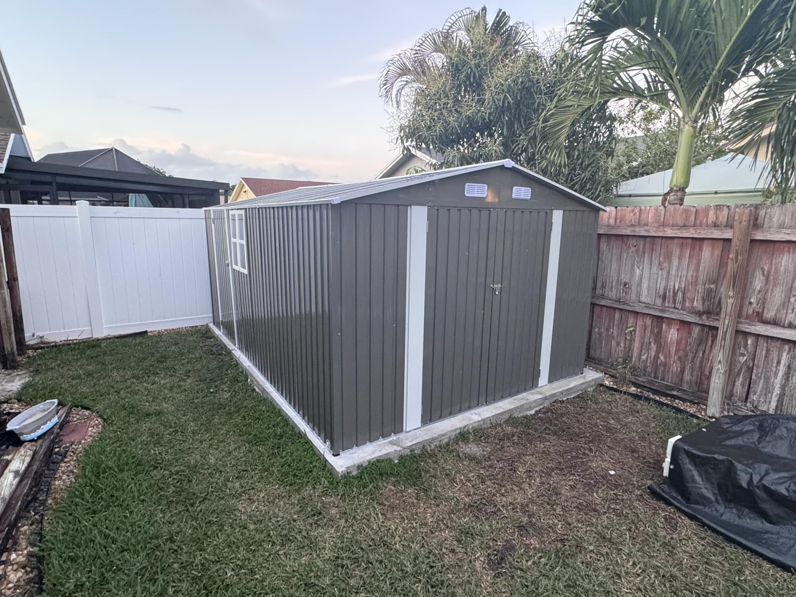10x14x6.7FT Outdoor Storage Shed, Galvanized Steel Garden Shed with Lockable Door & Window, Waterproof Metal Tool Storage for Garden, Backyard, Patio, Lawn (Grey) customer photo 1