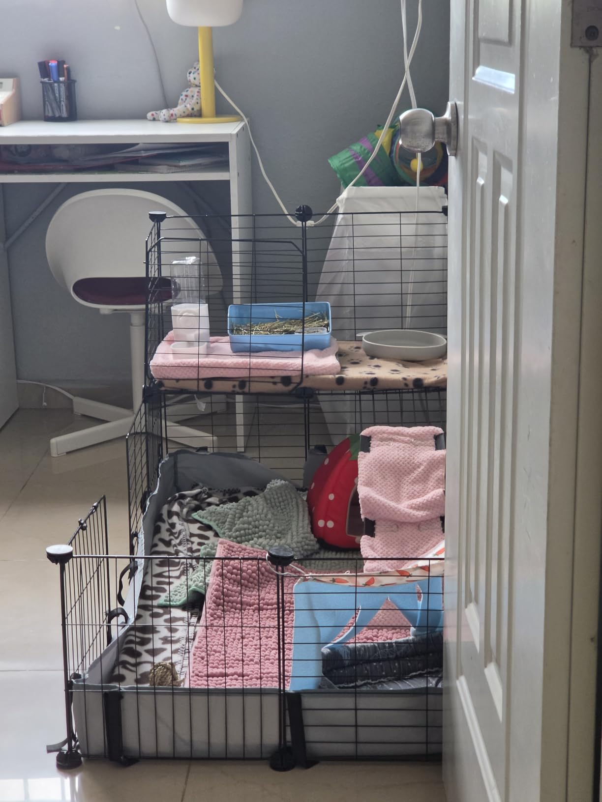 BUCATSTATE Guinea Pig Cages for 2, 20 Panels Guinea Pigs Playpen with Waterproof Mat, Metal Rabbit Cage Indoor for Hedgehogs, Quail, Chickens (56
