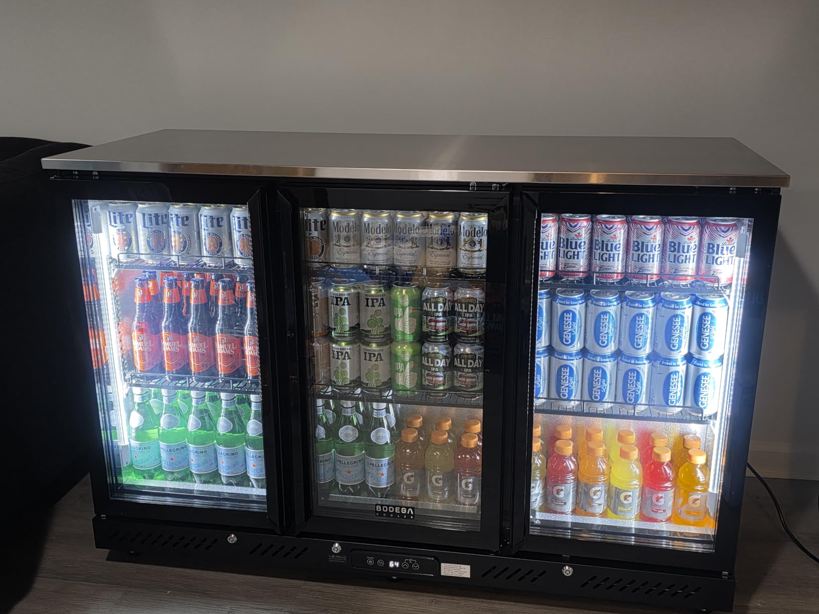 BODEGA BODEGACOOLER Back Bar Cooler With 2 Glass Doors, 7.4 Cu.Ft Stainless Steel Commercial Back Bar Fridge with LED Lighting, Counter Height Bar Beverage Cooler for Beer, Soda Drinks, Wine customer photo 1