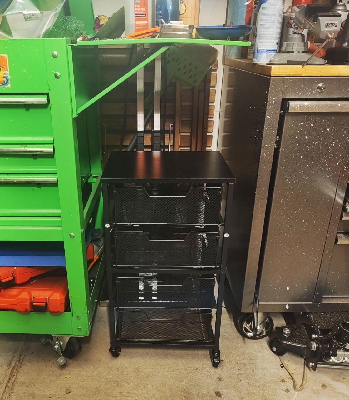Rolling Cart with Drawers, 4-Drawer Storage Cart on Wheels with Wooden Top, Metal Utility Cart with Storage Drawers, Craft Storage Art Cart for Classroom, Office, Kitchen, Bedroom customer photo 1
