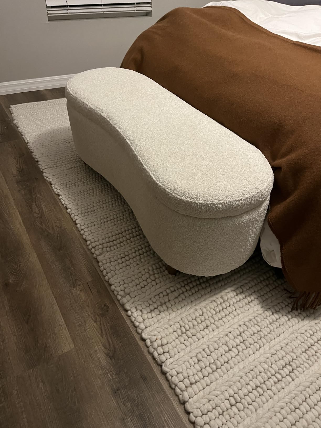 Bailey Boucle-Style Curved Storage Accent Bench customer photo 1