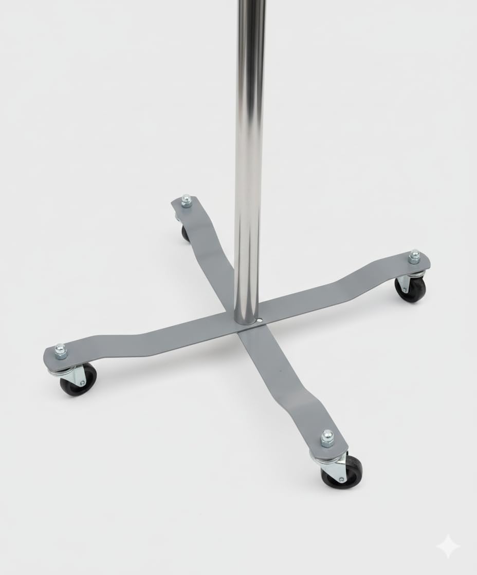IV Pole with Wheels, Adjustable 30-84 Inch Heavy-Duty Steel IV Stand, Dual Bag Hooks, 23-Inch Weighted Base, Locking Casters for Home Infusion and Clinics customer photo 2