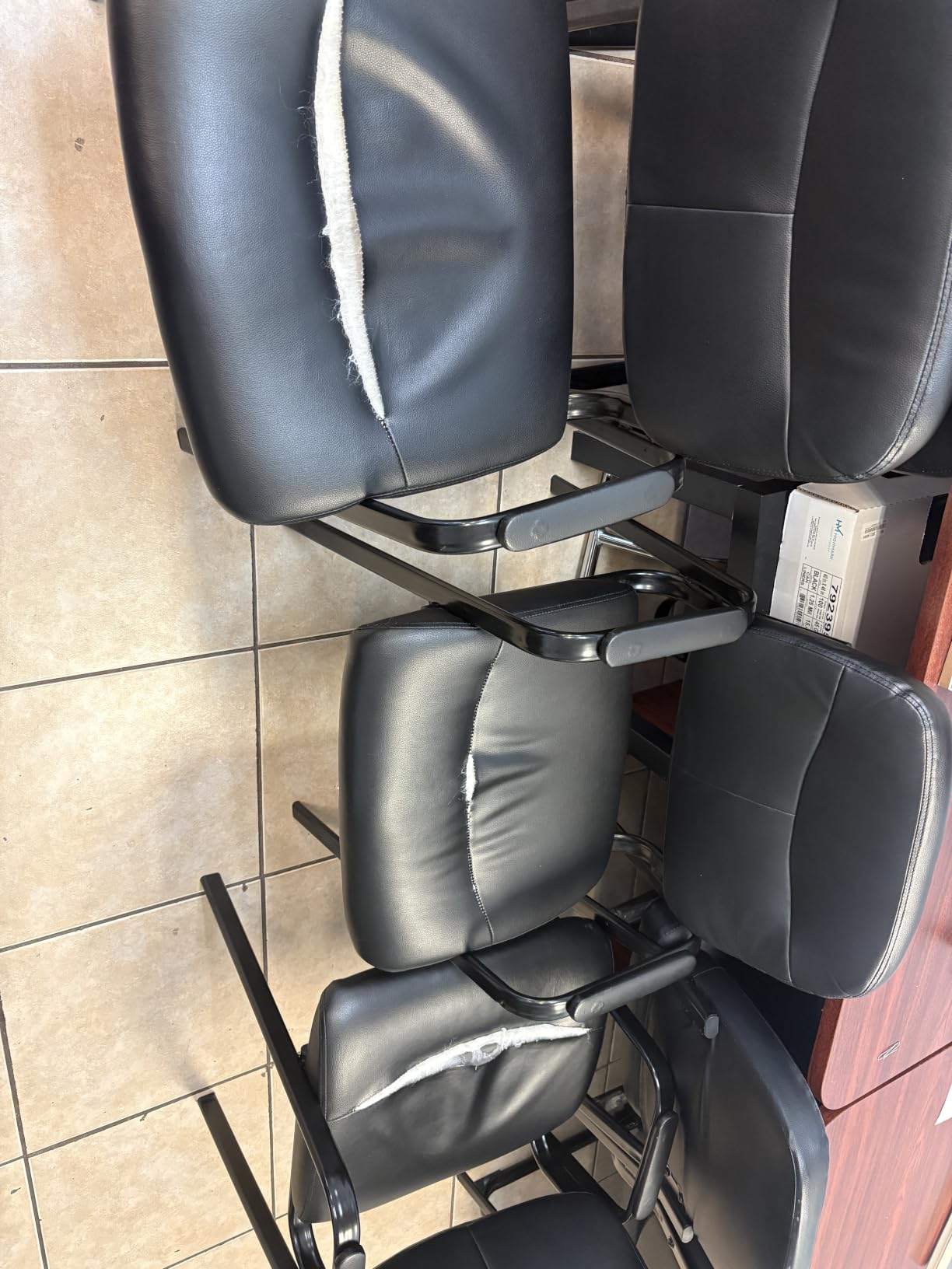 Sweetcrispy Waiting Room Chairs Set of 2, Office Guest Chairs No Wheels | Leather Padded Arms, Stationary Reception, Conference, Lobby Table, Elderly, Side Salon, Clinic, Inky customer photo 1