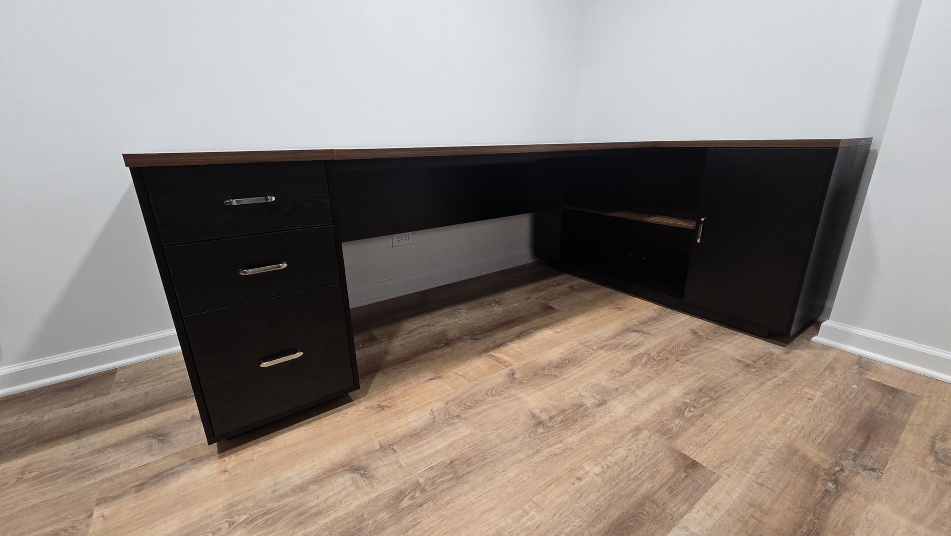 Tribesigns 85.8-Inch L-Shaped Executive Office Desk with File Drawers & Storage Cabinet, Professional Corner Computer Desk Extra Large Business Workstation with Adjustable Shelves (Gray&Black) customer photo 1