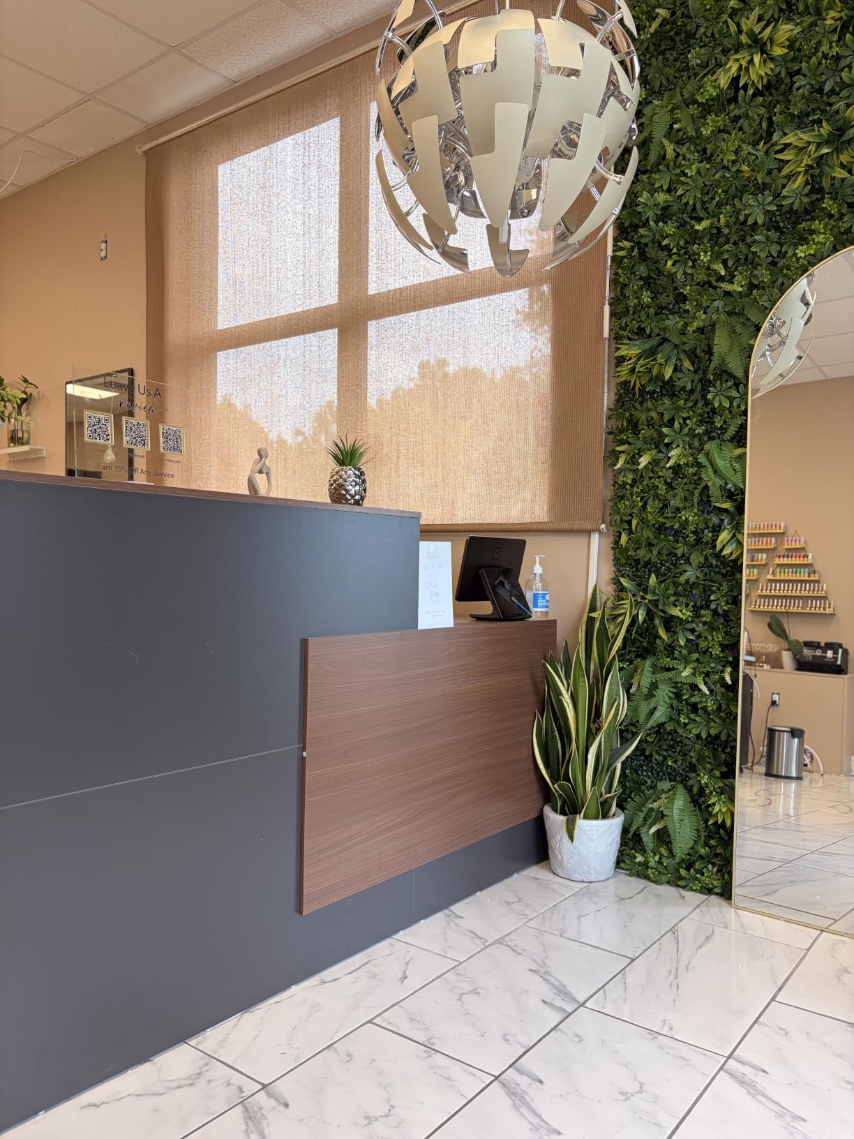 L-Shaped Modern Large Wooden Commercial Reception Desk with Counter & Shelves, Front Reception Desk Counter Table with Drawers for Offices, Home (Brown + Black, Right- 71''L x 42''W x 41''H) customer photo 2