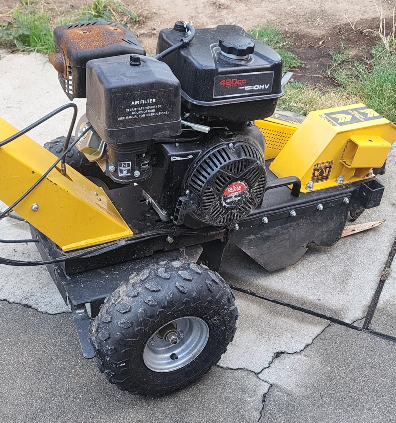 MechMaxx 15 inch Kohler 429cc 14HP Electric Start Gasoline Engine Stump Grinder with Tow Bar, 12pcs Alloy Teeth, 15'' Cutting Height and 10'' Cutting Depth, Two Wheel Brake System, SG380 Yellow customer photo 2
