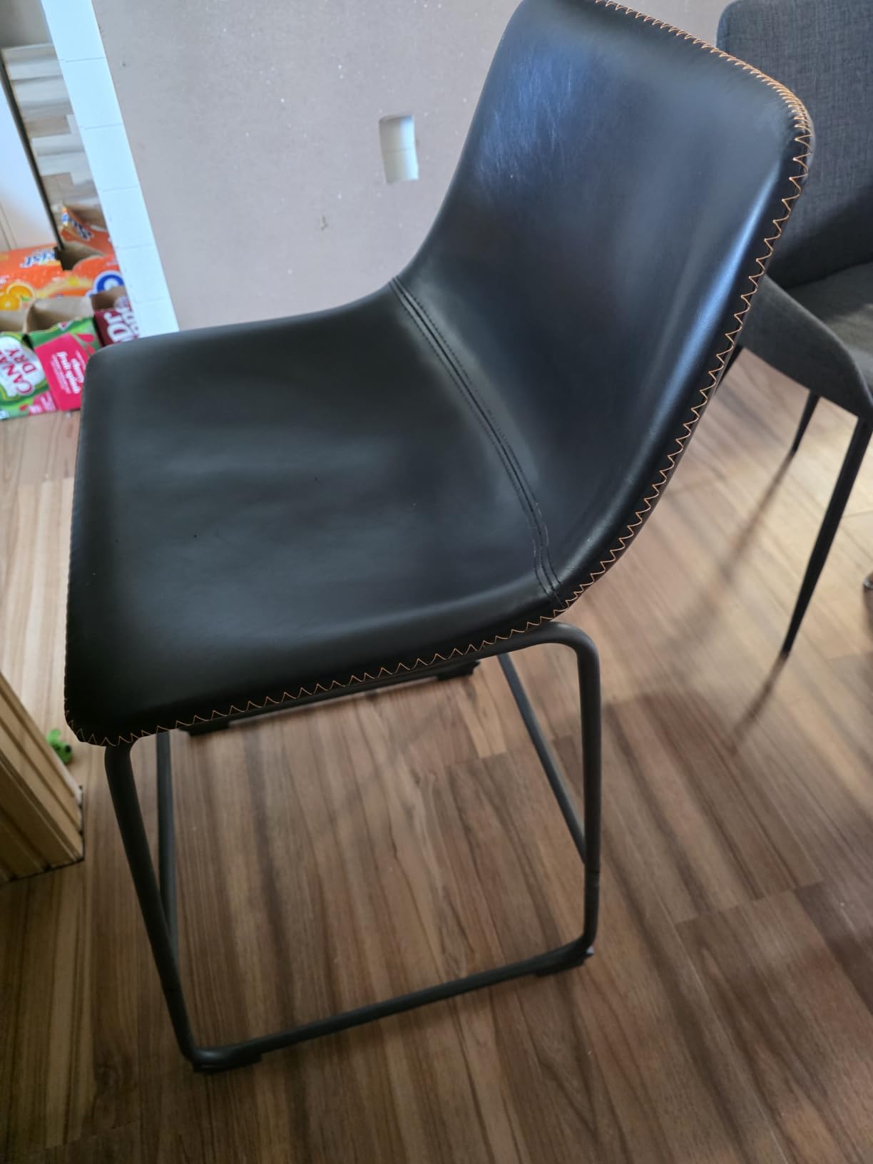 STOOLINK Counter Height Bar Stools Set of 2, 26 Inch Faux Leather Bar Stool | Bar Stools with Back, Bar Chairs, Modern, Kitchen Island, Metal Legs, Heavy Duty, Waterproof, Living Room, Black customer photo 2