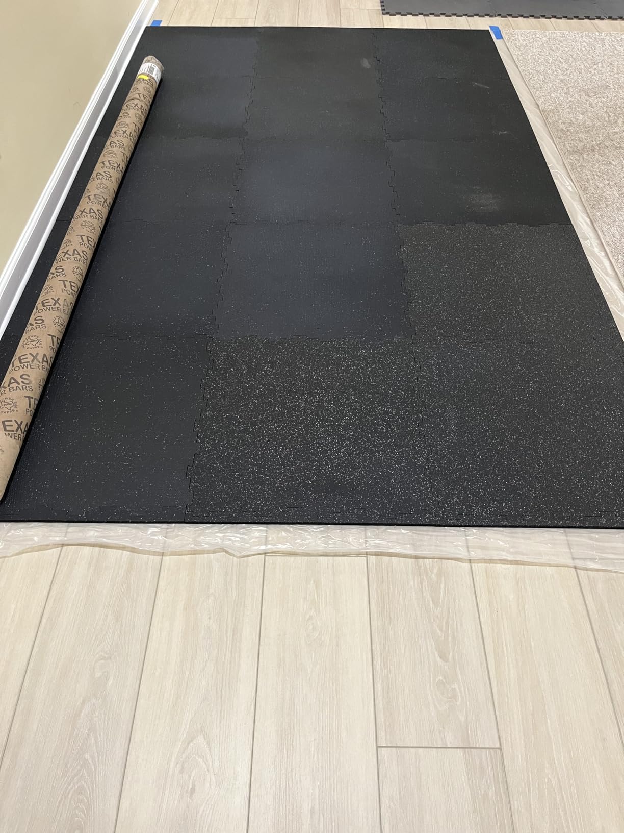 Interlocking Rubber Floor Tiles - Heavy Duty 100% Rubber Gym Flooring for Home Gym, Garage, Workout Room, Equipment Mats, Indoor/Outdoor Mats, Gray Fleck 4-Pack (4, Gray Fleck, 22.5