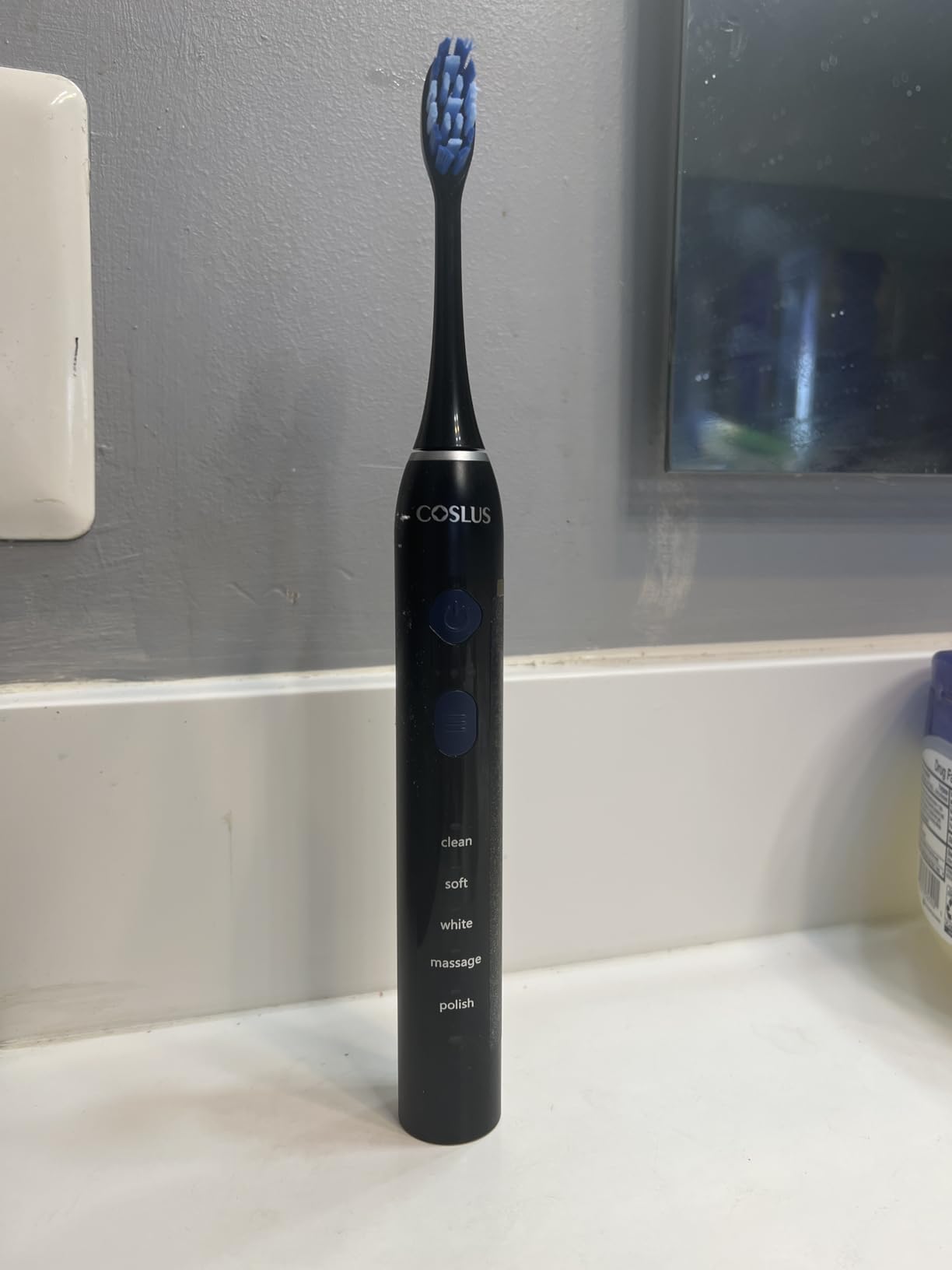 COSLUS C30 Electric Toothbrush for Adults, Effective Yet Gentle Ultra-Clean | 3 Intensities & 5 Modes, 2 Types Soft or Medium Firm Heads, Daily Care, Compact for Travel Home Family Use, 1PC, Black customer photo 2