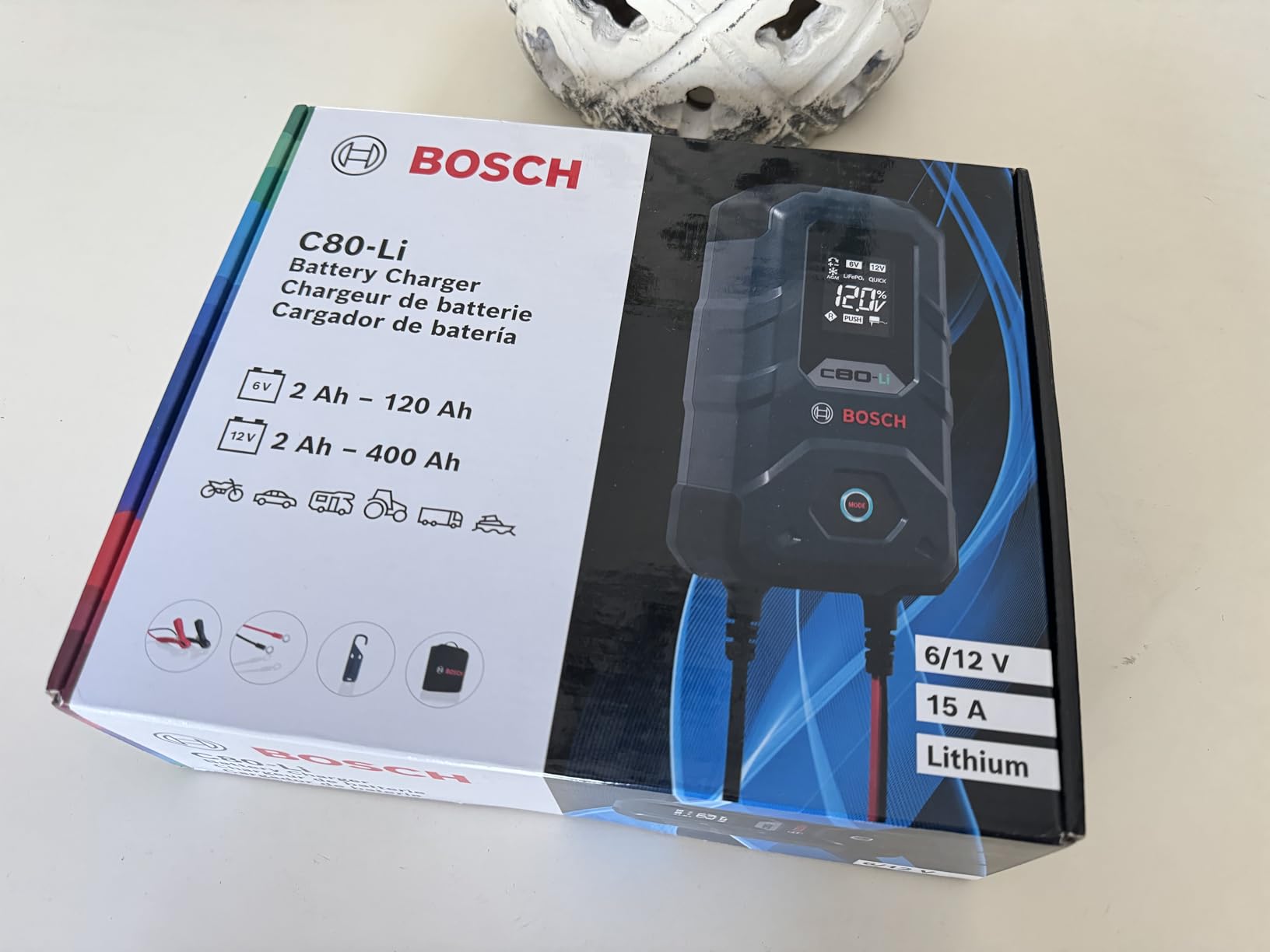 BOSCH C80-Li: 15A 6V/12V Next-Gen Battery Charger for Lead-Acid & Lithium customer photo 1
