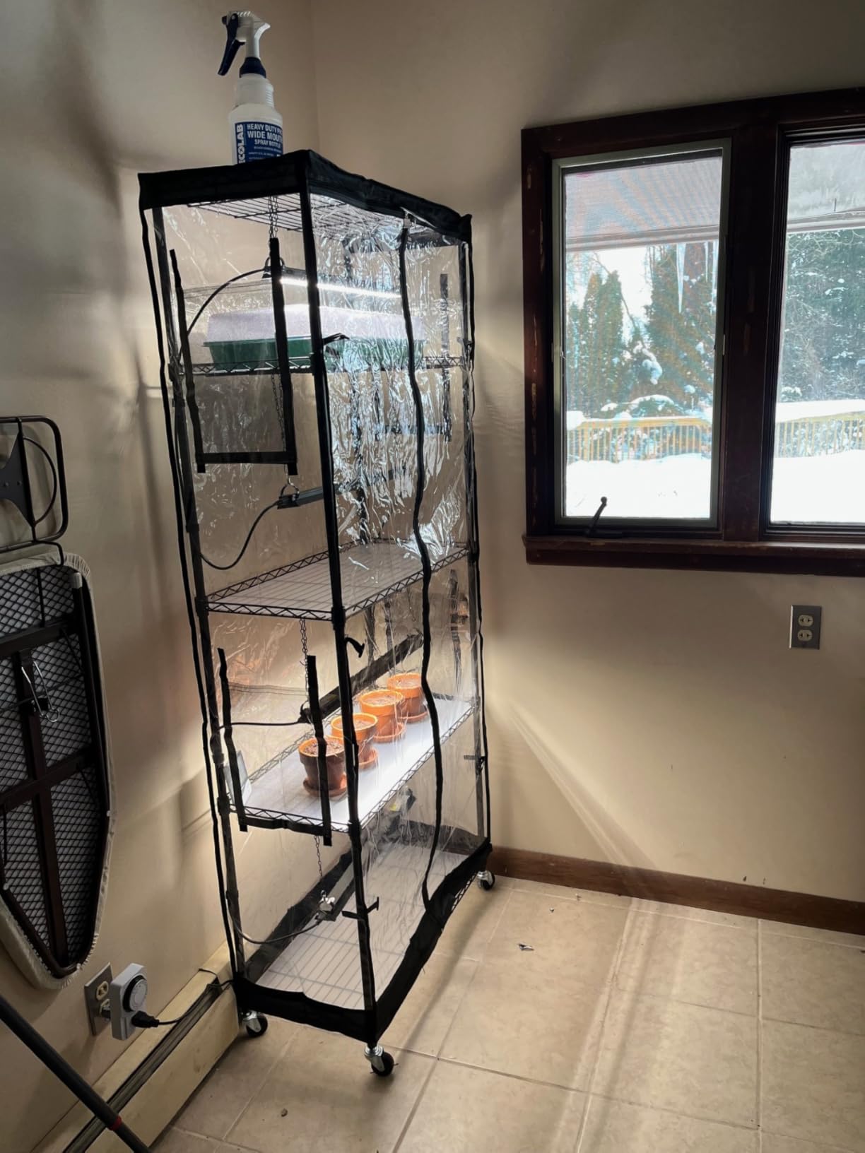 Barrina LP1200 Indoor Greenhouse with Grow Light, 4 Tier Stand with Tent | Adjustable Shelf, 150W TX-S50 3.2FT 5000K Full Spectrum for Seedling Tropical Plants, Timer Thermometer, 47.2 x 13.8 x 59.1IN customer photo 2
