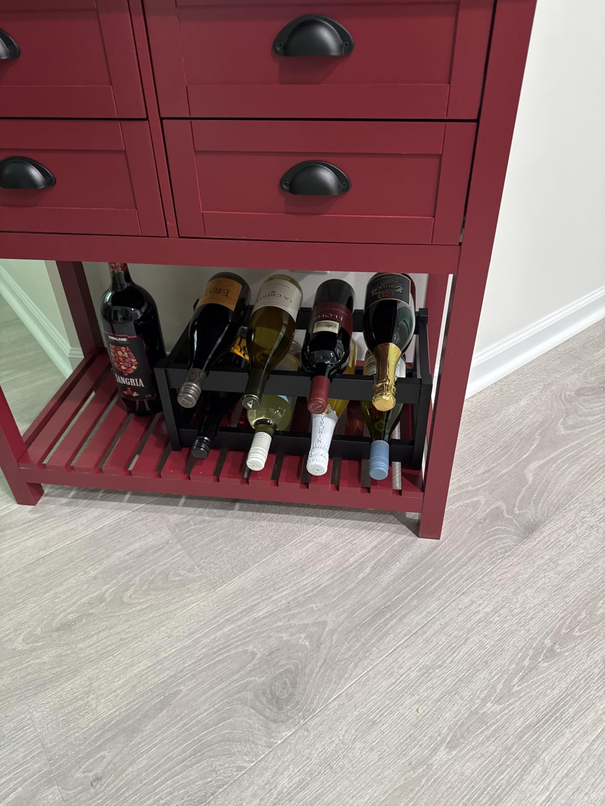 Wine Rack Free Standing Floor, 6-Tier 24 Bottles Display Wine Storage Shelves with Table Top, Easy-Assembly Freestanding Bamboo Wine Racks for Kitchen Dining Room Bar, Walnut customer photo 1