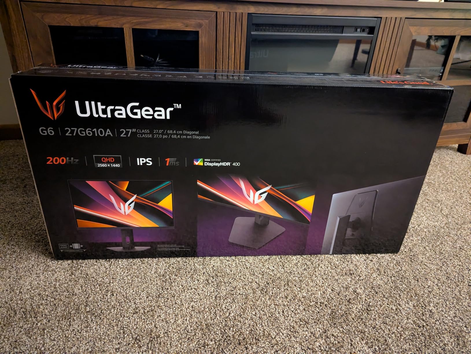 LG 27G610A-B 27-inch Ultragear QHD (2560 x 1440) IPS Gaming Monitor, 200Hz, 1ms, AMD FreeSync Premium, VESA DisplayHDR 400, HDMI, DisplayPort, Tilt/Height/Swivel/Pivot Stand, Black customer photo 1