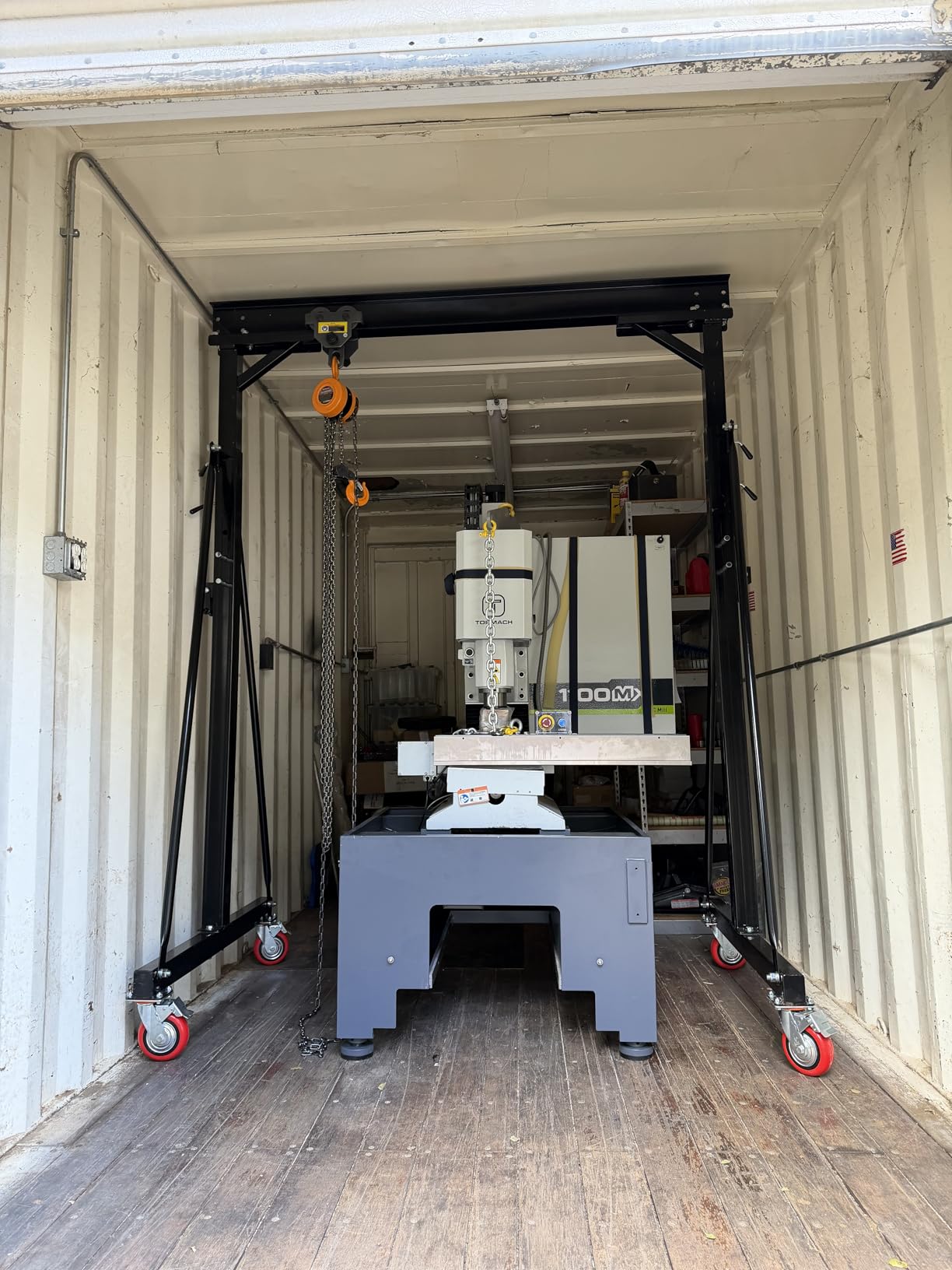 3 Ton Adjustable Gantry Crane, 2026 Upgraded 6600LBS Steel I-Beam Construction, Portable Design with 360° Locking Wheels, Adjustable Height from 8.53-12.5ft for Workshop, Garage customer photo 2
