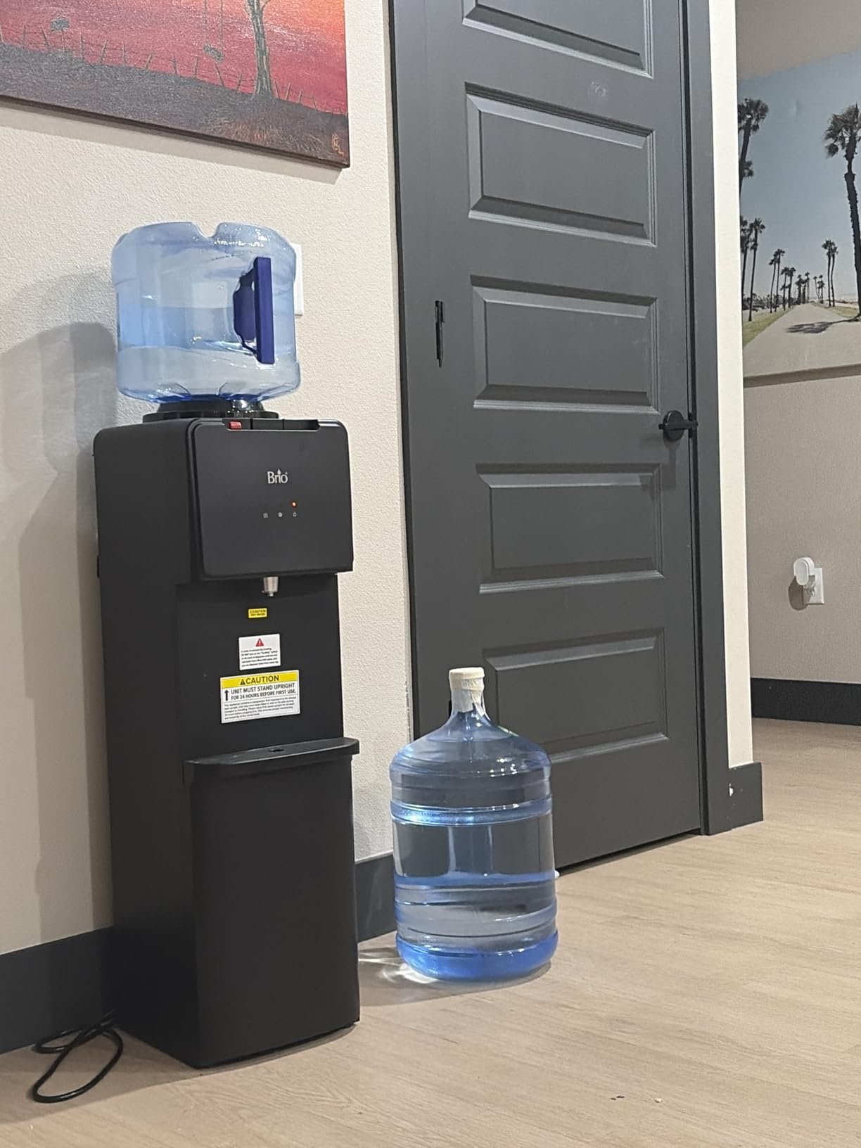 Brio 130 Series Top-Load Water Cooler Dispenser for 3- and 5-Gallon Bottles, Hot & Cold, Spill-Free Loading, Child Safety Lock, Energy Star 3.0, Black & Stainless customer photo 1
