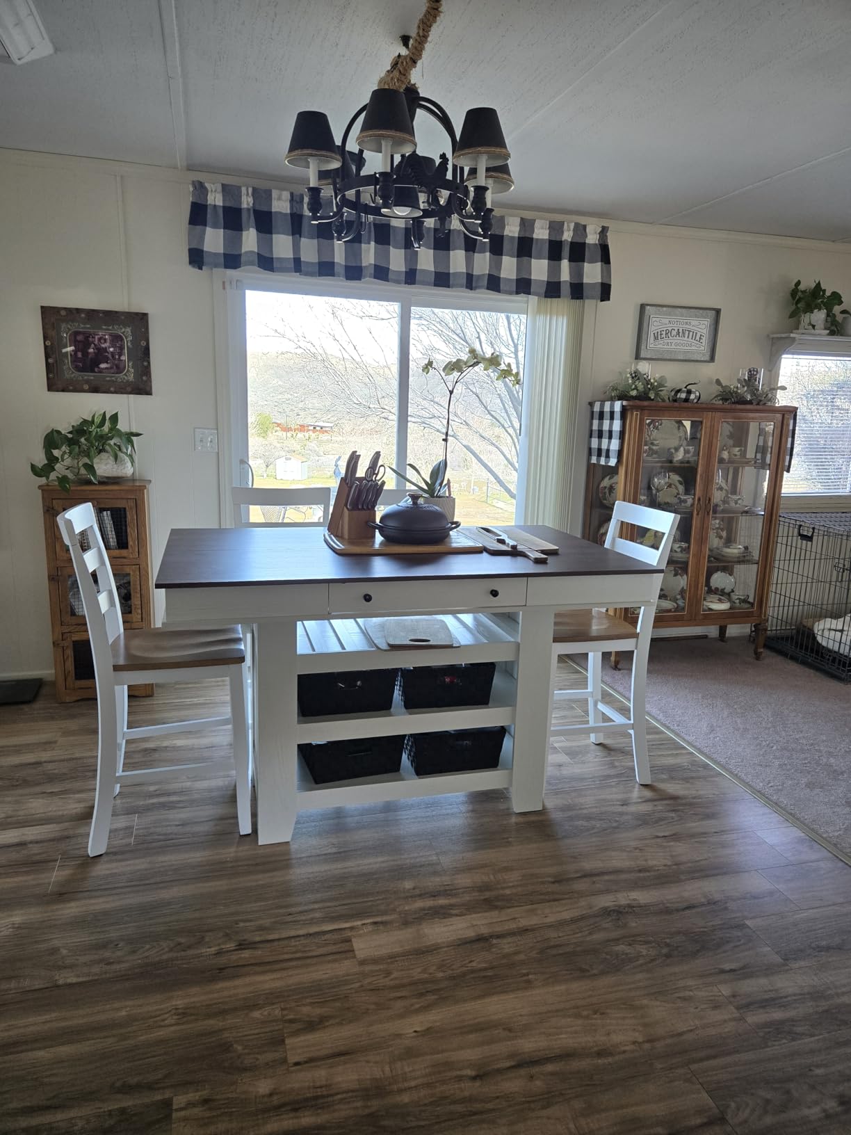 GarveeHome Counter Height Dining Table for 4-6, Wood Bar Height Tall Kitchen Table with Deepened Wine Rack & 2 Drawer & Shelves, Thick Large Table Top for Kitchen, Bar, Heavy Duty, Retro Gray customer photo 1