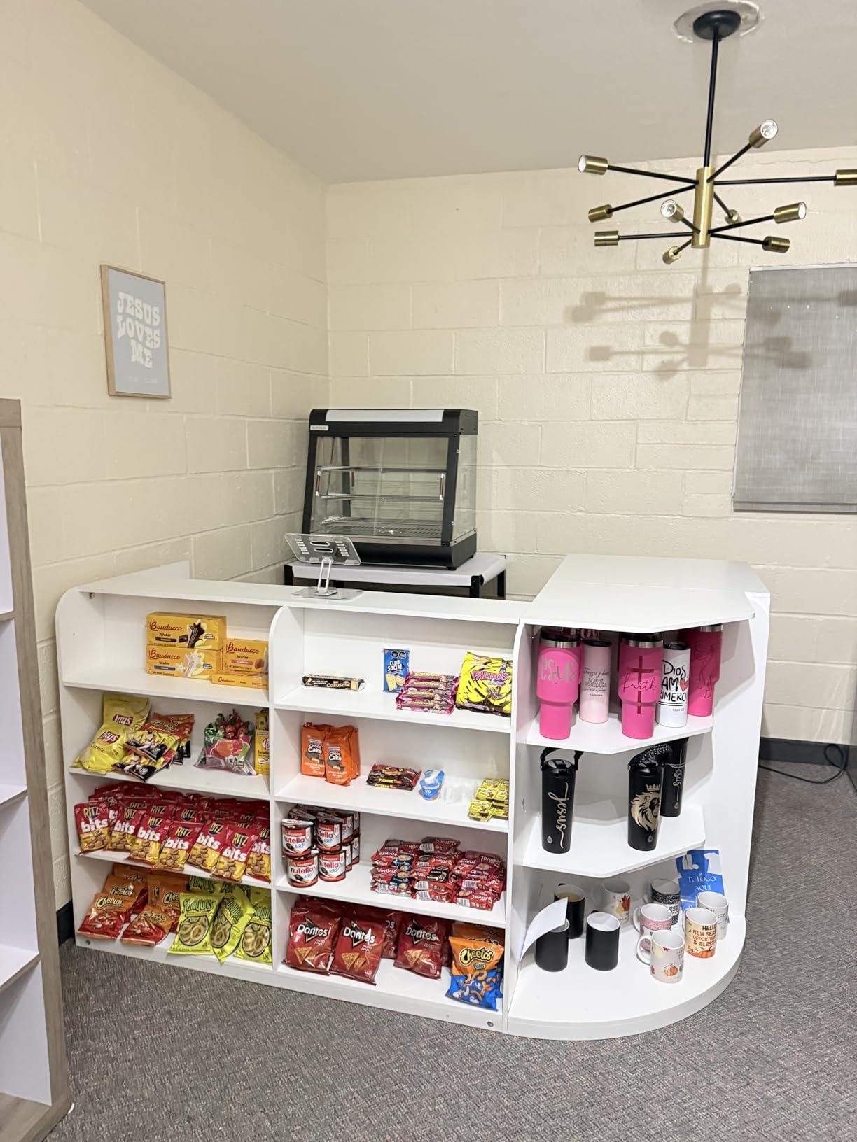 PAKASEPT Reception Desk with Counter for Retail & Checkout, Modern Front Reception Counter with LED Lights, Drawers & Open Shelves, Retail Counter with Storage for Countertop, Beauty Salon, Shop, Bar, White customer photo 2