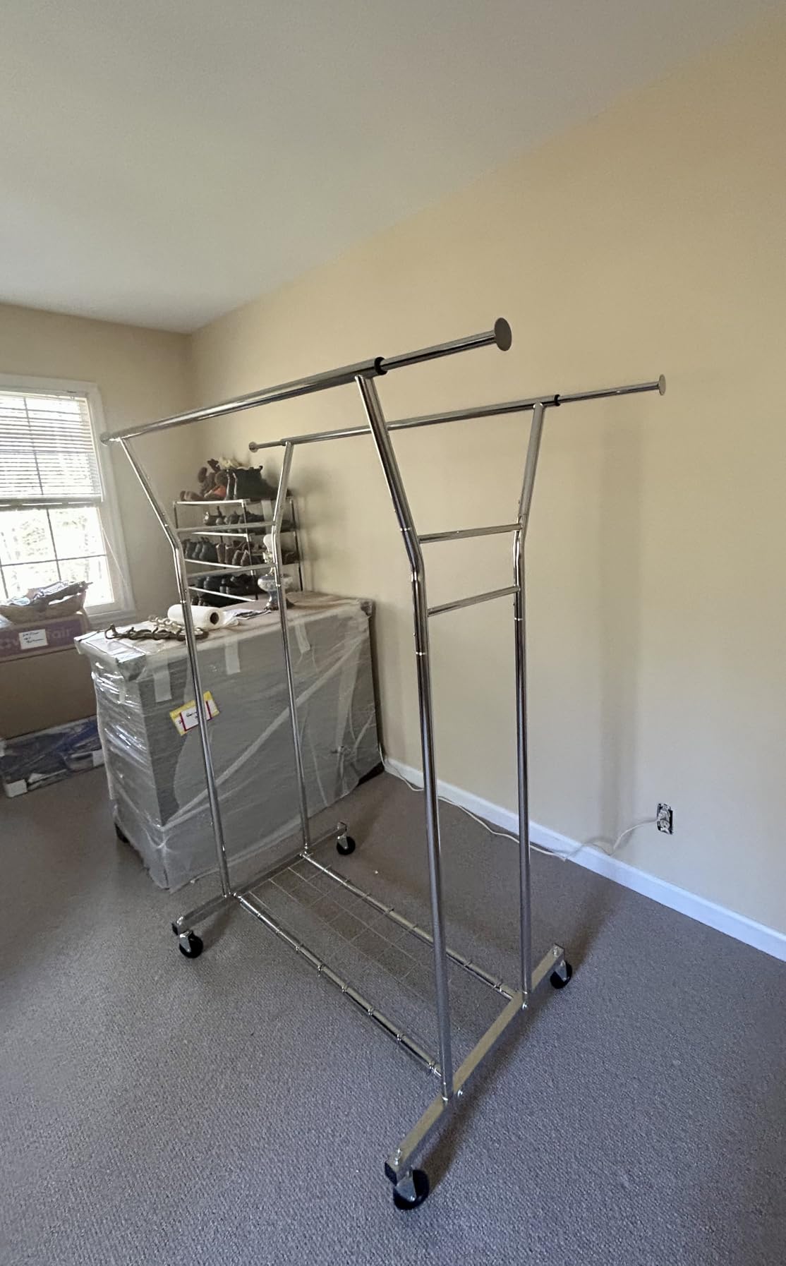 HYSEYY Heavy Duty Clothes Rack, Rolling Clothing Rack for Hanging Clothes with Shelves Load 700LBS, Portable Garment Wardrobe Closet Rack with Wheels for Bedroom, Laundry Room, Retail Store, Silver customer photo 1