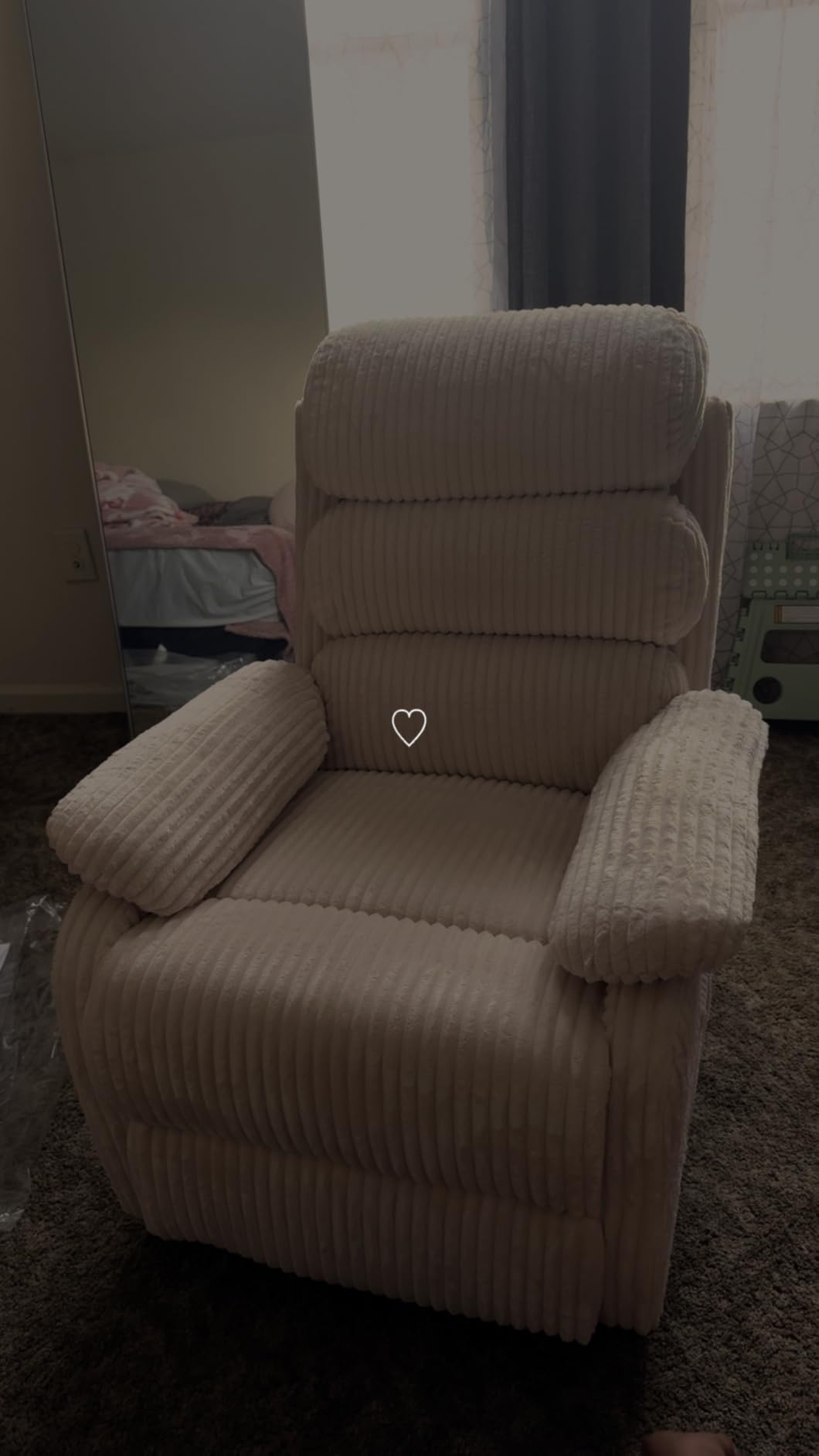 Adult 360° Rocking Recliner Chair, Nursery Rocker Reclining Chair with Side Pocket, a Comfy upholstered Single Sofa Armchair. Suitable for Living Room, Bedroom Nursing use, Velvet Fabric in Beige customer photo 1