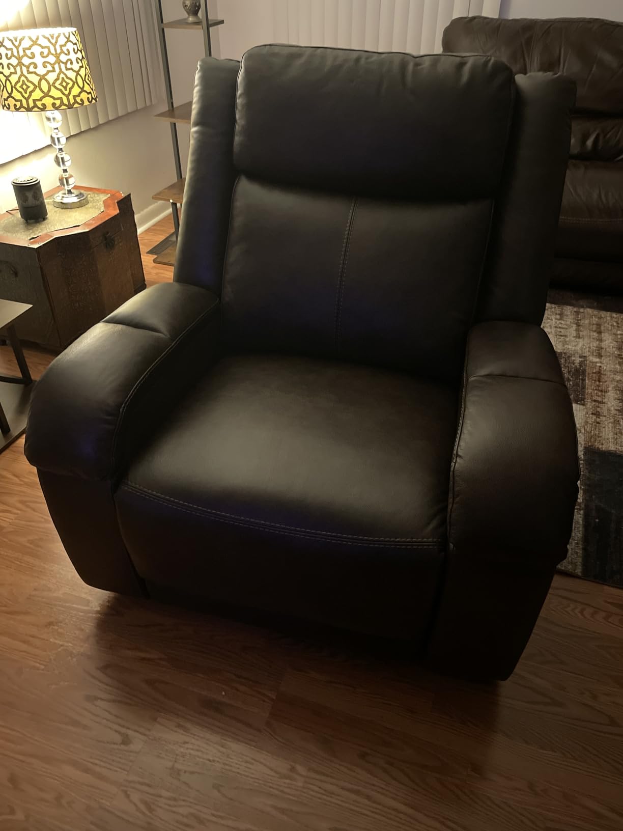 Watson & Whitely Oversized Genuine Leather Power Recliner Chair, Dark Brown | Wall Hugger Recliner for Big and Tall, Power Headrest, Charging Ports, Extra-Large Reclining Sofa for Living Rooms customer photo 1