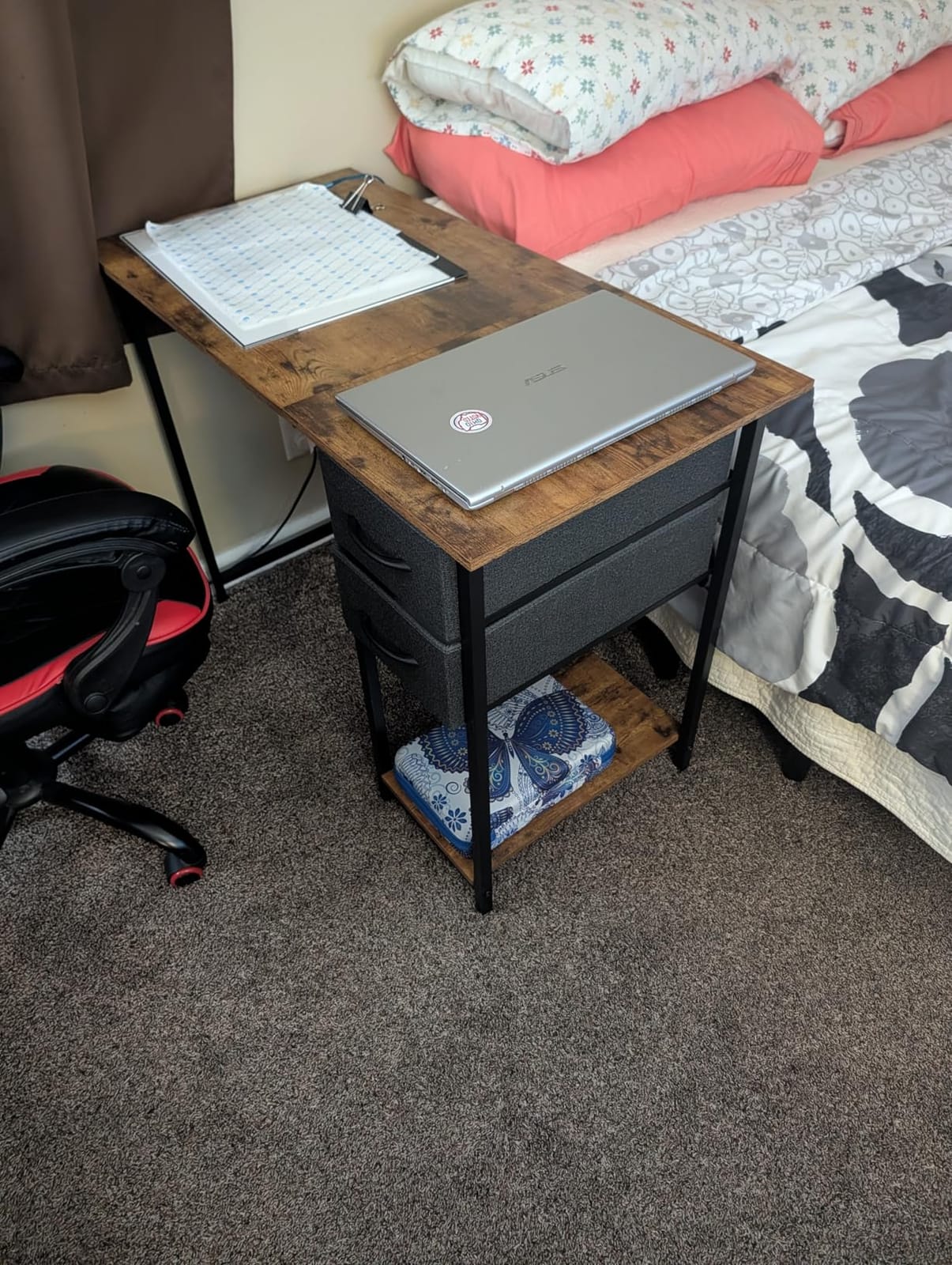 Sweetcrispy 40-Inch Computer Desk with Drawers, Office Desk, Brown, Small Desk for Bedroom Home Office with Side Hook, Modern Simple Desk with Storage for Writing customer photo 2