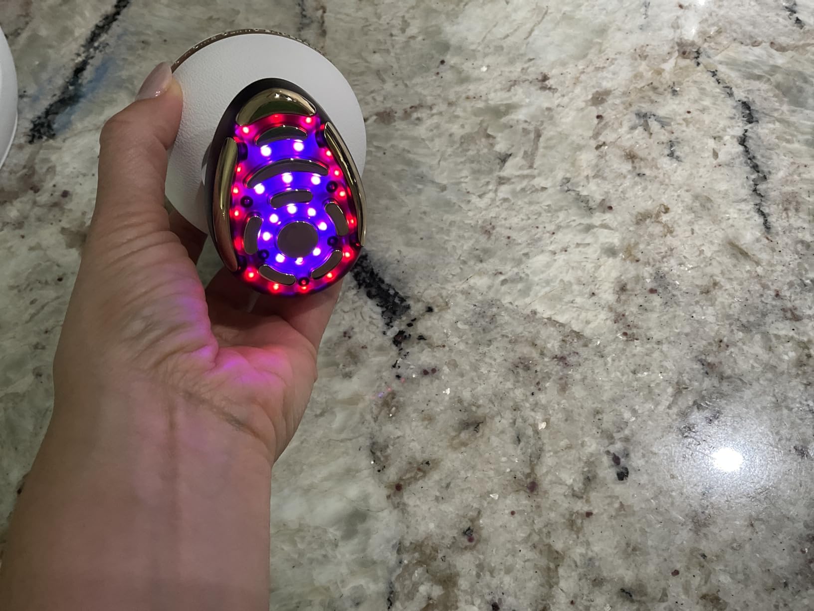 INIA SPHERA Upgraded 8-in-1 Microcurrent Facial Device for Face & Neck | Red Light, Thermal & Cooling Beauty Tool, 5 Custom Modes, At-Home Skin Stimulation & Glow Care Skincare Tool customer photo 2