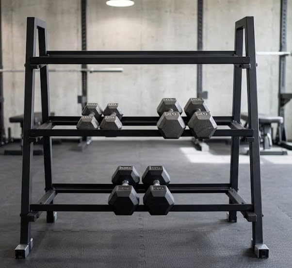 Leteuke 3 Tier Dumbbell Rack Stand Only, 1300LBS Heavy Duty | Trapezoidal Frame for Stability, Space-Saving Design; Fits Dumbbells, Kettlebells, Barbells for Home Gym customer photo 1