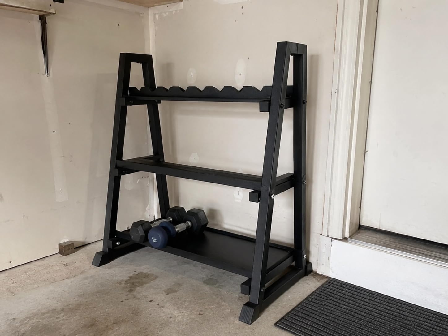 Leteuke 3 Tier Dumbbell Rack Stand Only, 1300LBS Heavy Duty | Trapezoidal Frame for Stability, Space-Saving Design; Fits Dumbbells, Kettlebells, Barbells for Home Gym customer photo 2