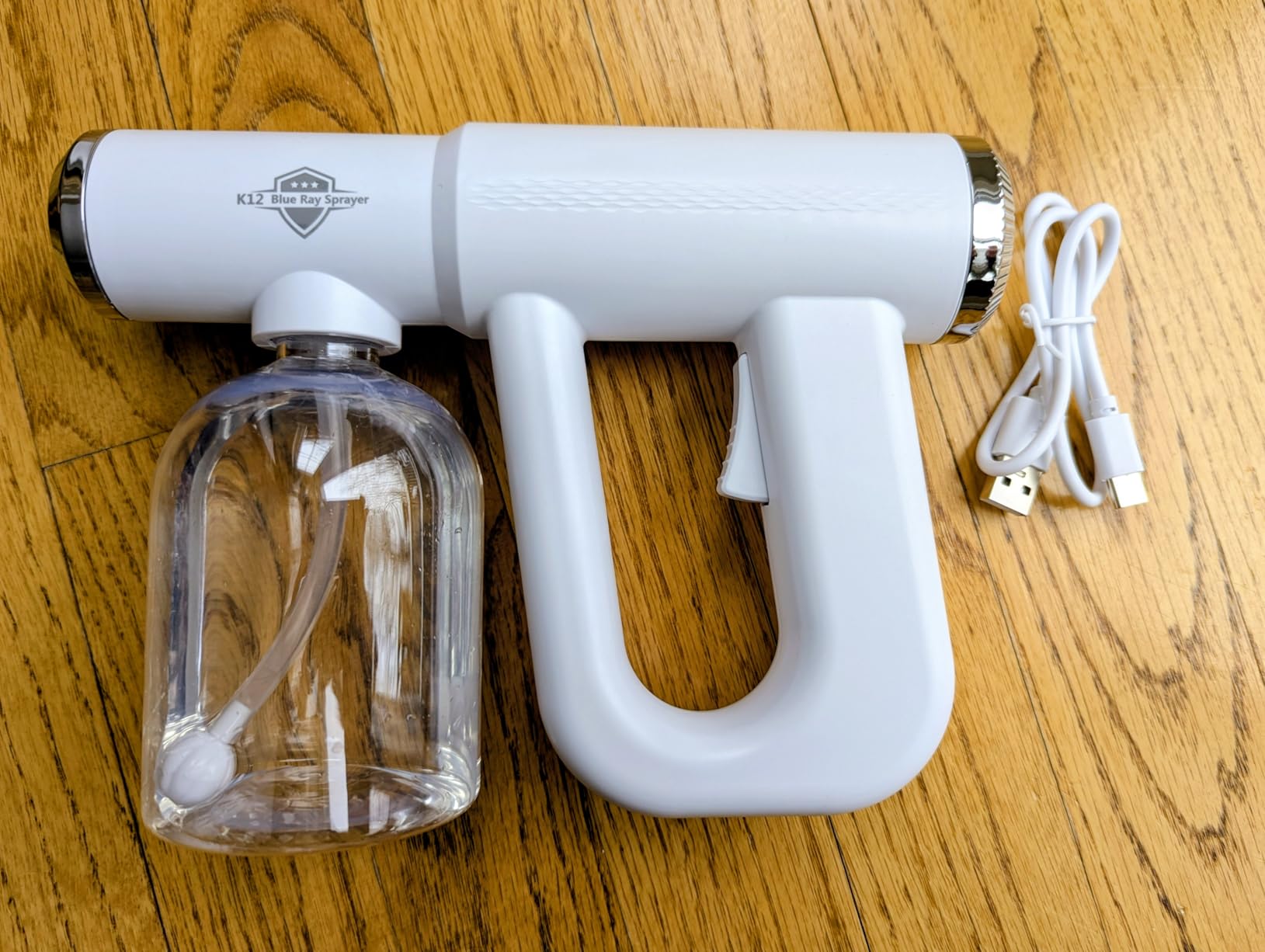 Nano Spray Gun, Cordless Atomizer Sprayer and Fogger Applicator, White | Sanitizer Mister with Blue Light, 320ml Tank for Disinfectant Liquids, 3 Meter Reach, USB-C Rechargeable, 1 Year Warranty customer photo 2