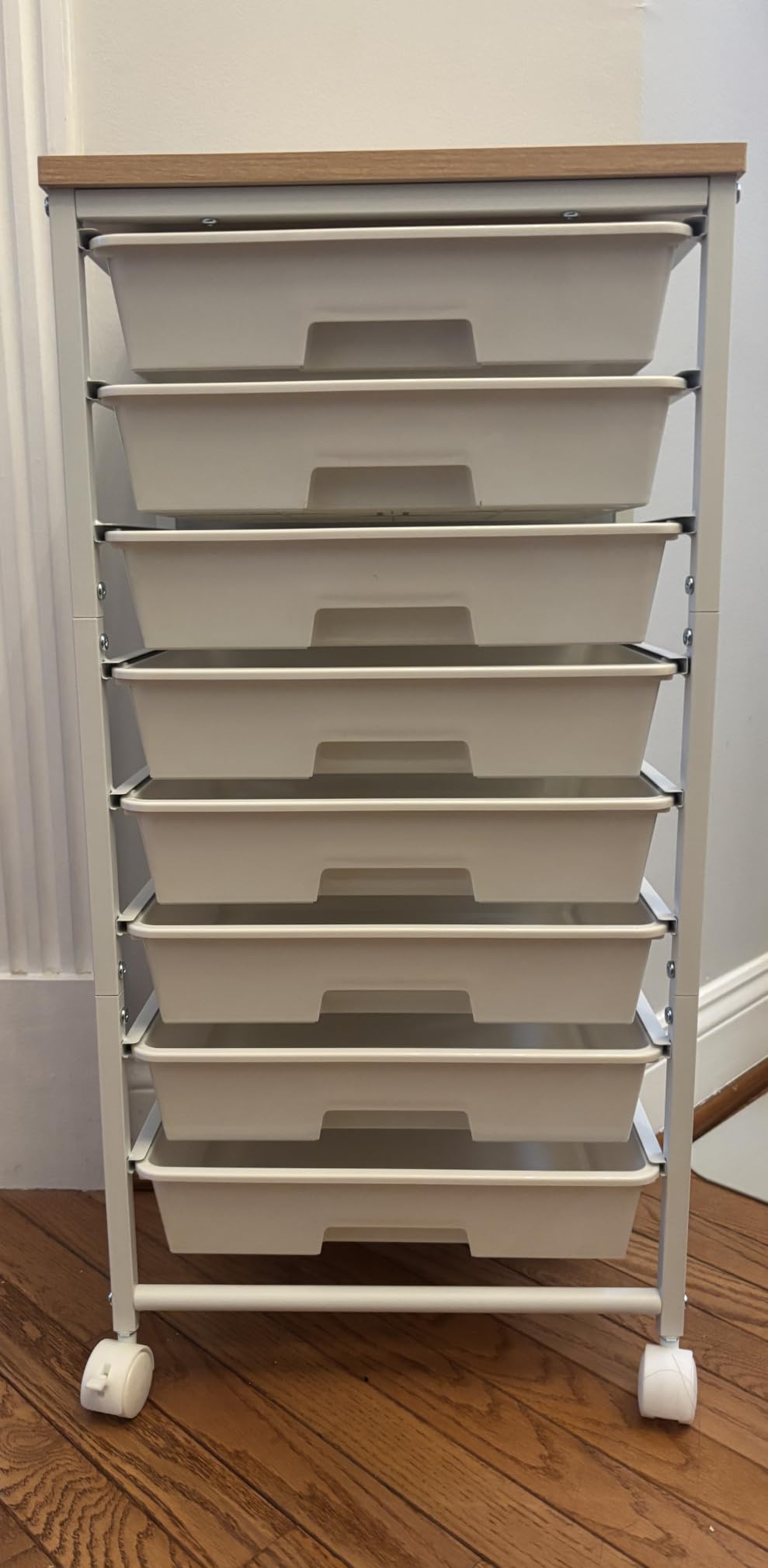 Rolling Cart with 8 Drawers, Storage Drawers Cart with Wooden Tabletop and Lockable Wheels, Craft Storage for Living Room, Office, Classroom, Craft Room, Bedroom customer photo 1