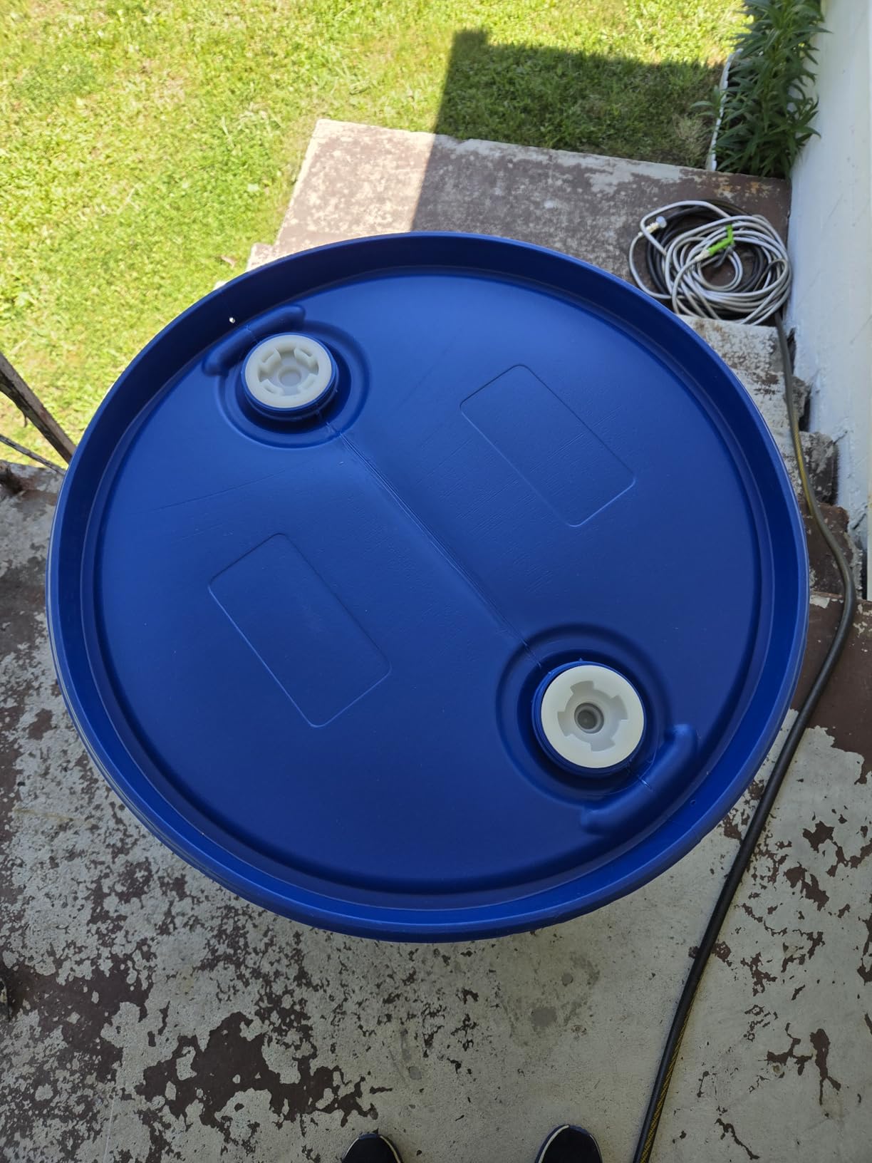 Bushman 55 Gallon Plastic Drum, Stackable Industrial Storage Barrel, Blue, Heavy Duty HDPE Bin Container with Leakproof Lid for Emergency Water Supply, Chemicals, or Oil Waste customer photo 1