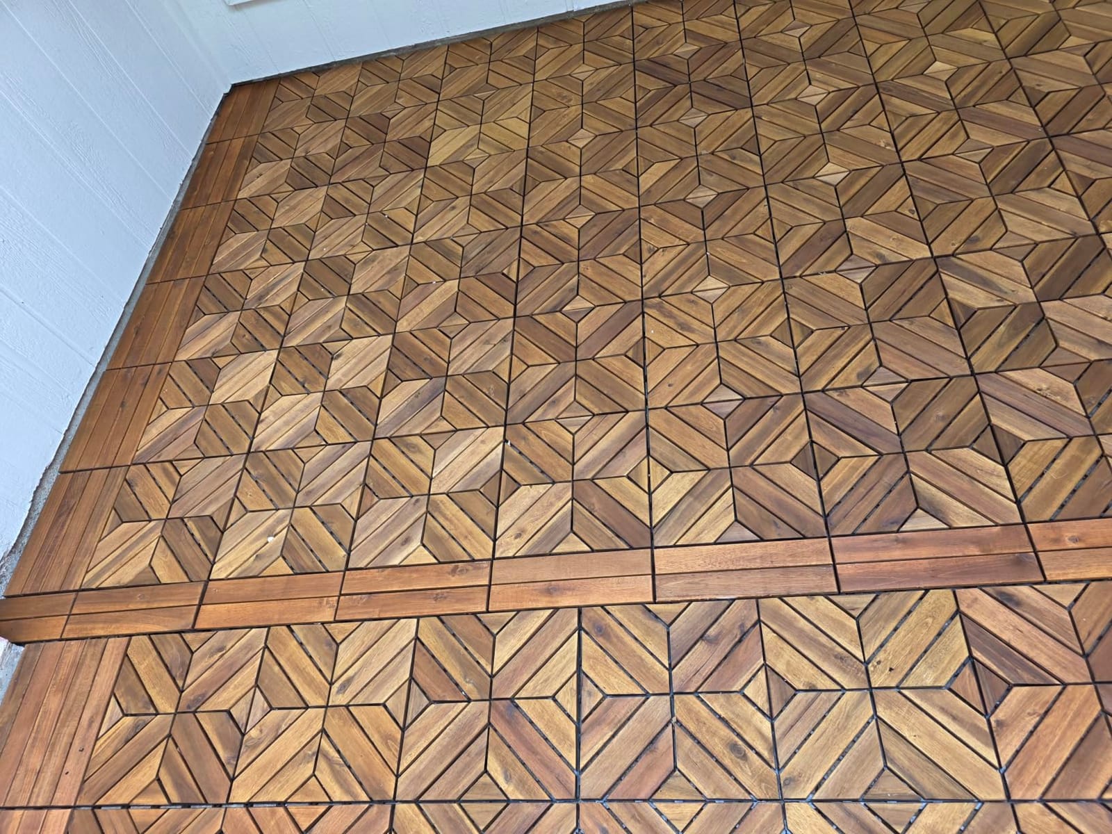 PrimeZone 27 PCS Solid Acacia Wood Interlocking Patio Deck Tiles Outdoor customer photo 2
