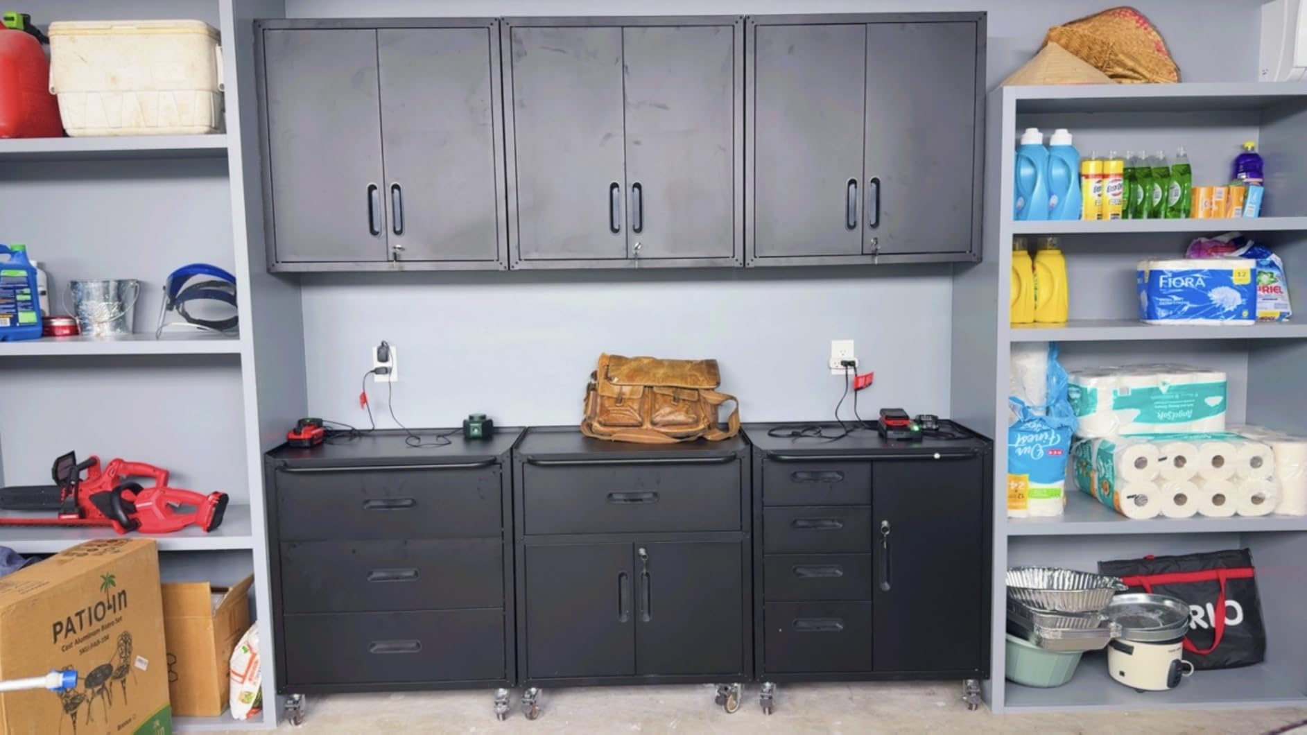 Garage Storage Cabinet System 6pcs Heavy Duty Workshop Set Wall Cabinet Lockable Rolling Tool Cabinets with Adjustable Shelves Metal Garage Storage Cabinets customer photo 1