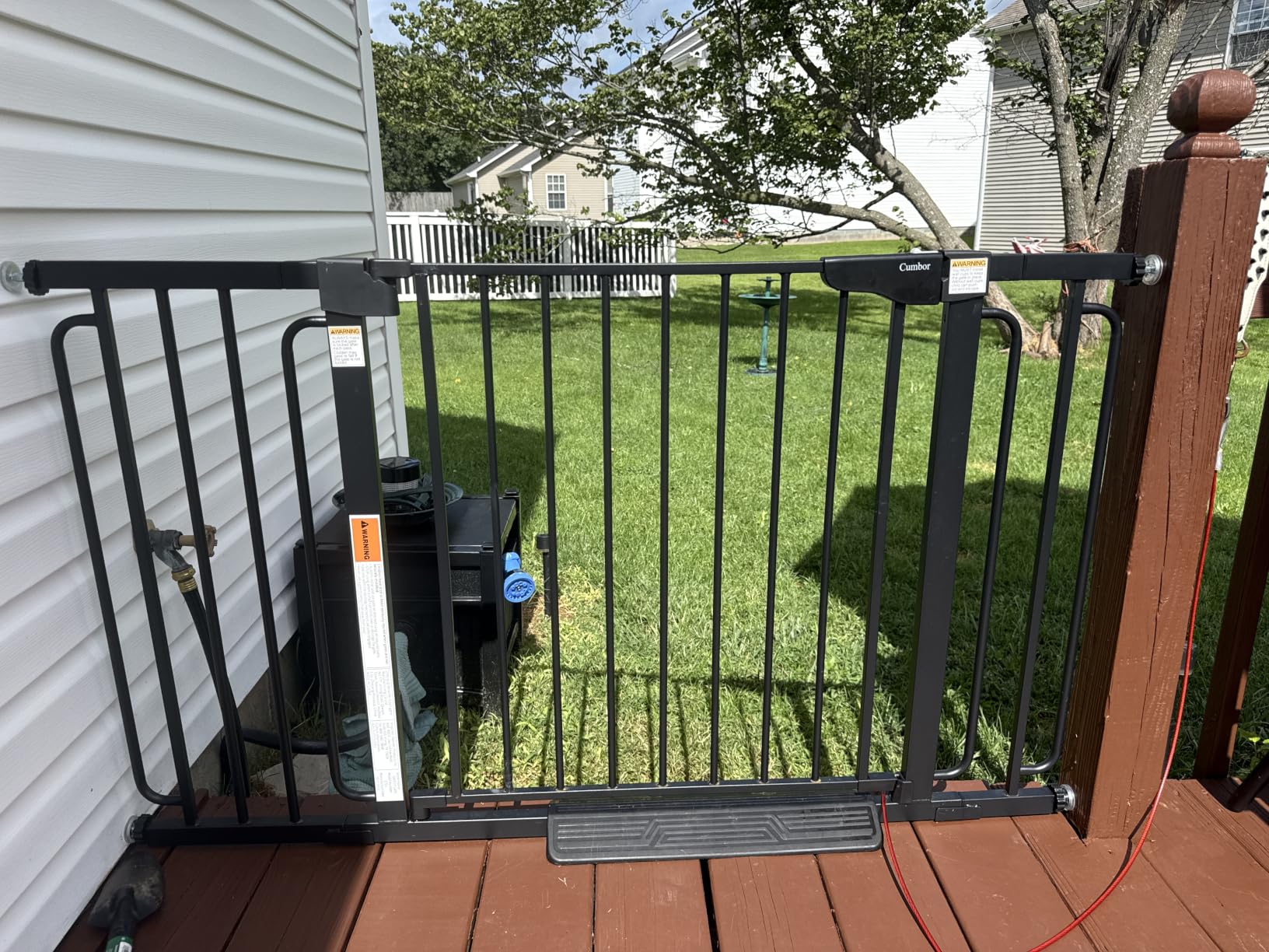 Cumbor 36.6-64 in Extra Wide Baby Gate for Stairs, Dog Gate Indoor, Black | Mom's Choice Awards Winner, Double Lock for Doorways, Auto Close Child Gate for Toddler & Pets, Pressure or Hardware Mounted customer photo 2