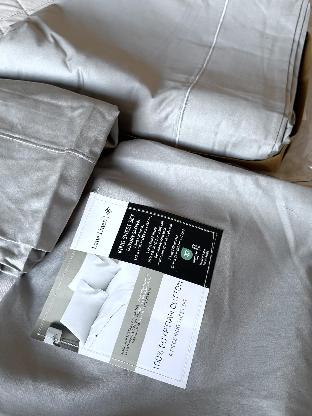 100% Egyptian Cotton Sheets King Size - Naturally Cooling & Breathable 4 Piece Silky Sateen Weave King Size Sheets Set, Ultra-Soft & Durable Hotel Luxury Sheets with 15