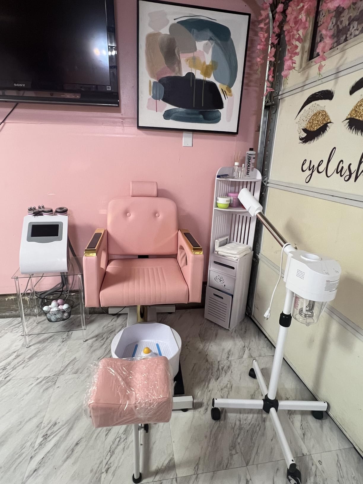 Reclining Spa Pedicure Chair, Pedicure Station No Plumbing for Nail Tech | Adjustable Footrest, 360° Swivel, Hydraulic Pump, Rolling Pedicure Stool, Suit for Beauty Spa Salon customer photo 1