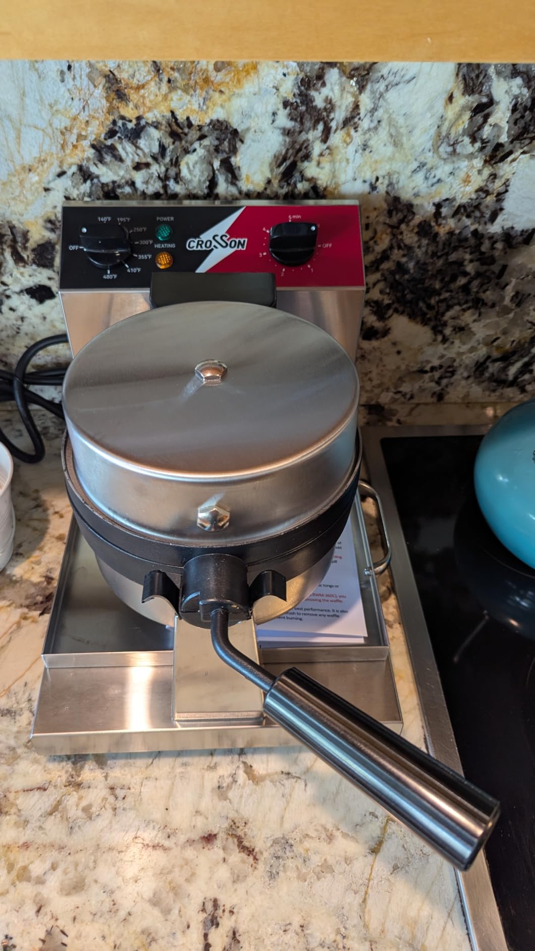 CROSSSON Commercial Waffle Maker, Professional Round Belgian Waffle Maker Rotating 180° Non-Stick Plate Machine with Temp and Time Control for Restaurant Bakeries Kitchen 120V/1300W customer photo 1