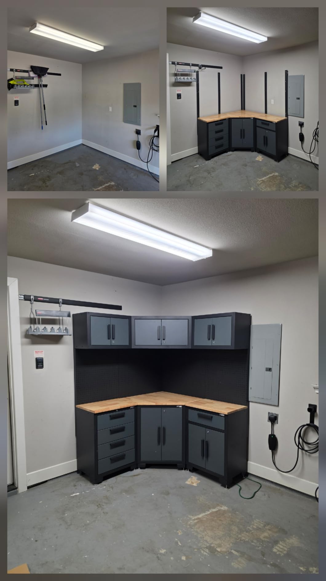 8-Pcs Garage Storage Cabinet System, Black and Grey | Corner Garage Workshop Set with Steel Cabinet, Cabinet Drawers, Workbench, Pegboard for Tool Organization customer photo 2