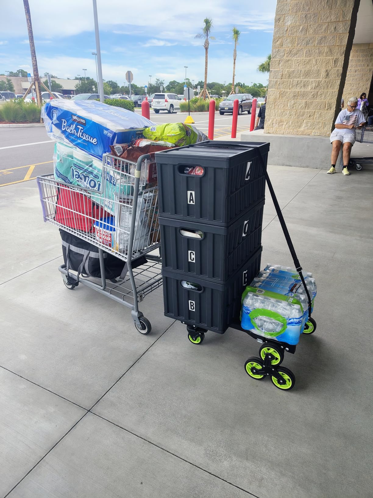 Upgraded 3 in 1 Convertible Folding Hand Truck with Brakes, Hand Truck Dolly Heavy Duty 660lbs Capacity, Stair Climbing Cart with Adjustable Shovel Board and Fixed Handle for Moving customer photo 2